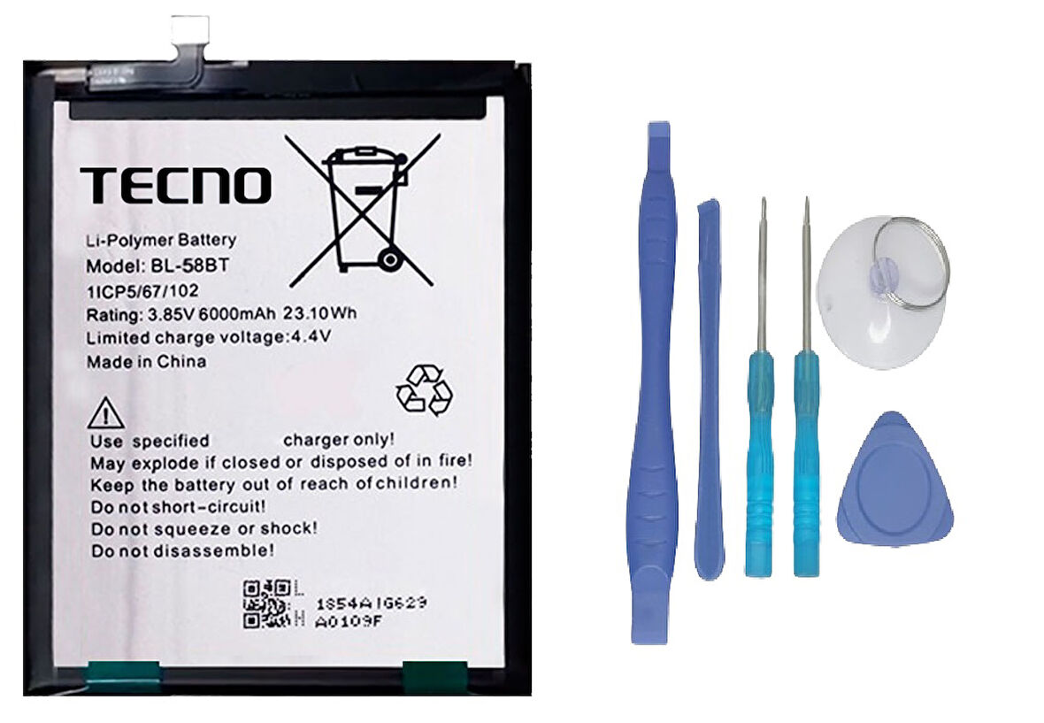 Tecno Pova Uyumlu Batarya Pil Sıfır Orijinal + TAMİR SETİ
