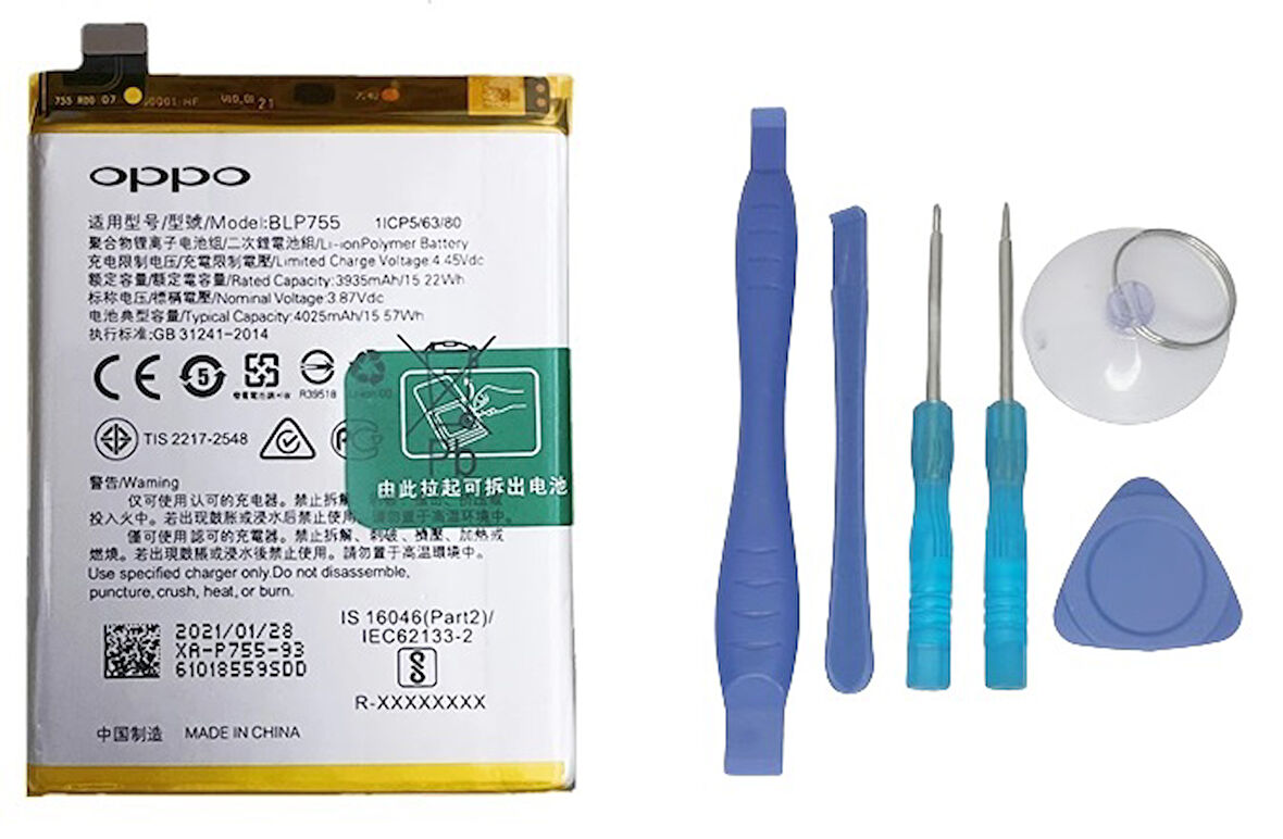 Oppo Reno 3 - BLP755 - Uyumlu Batarya Pil Sıfır Orijinal + TAMİR SETİ