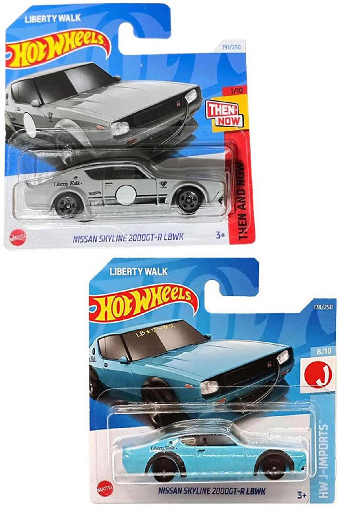 Hot Wheels 2 Araç Set Nissan Skyline 2000GT-R Lbwk (1/64) Mavi & Gri