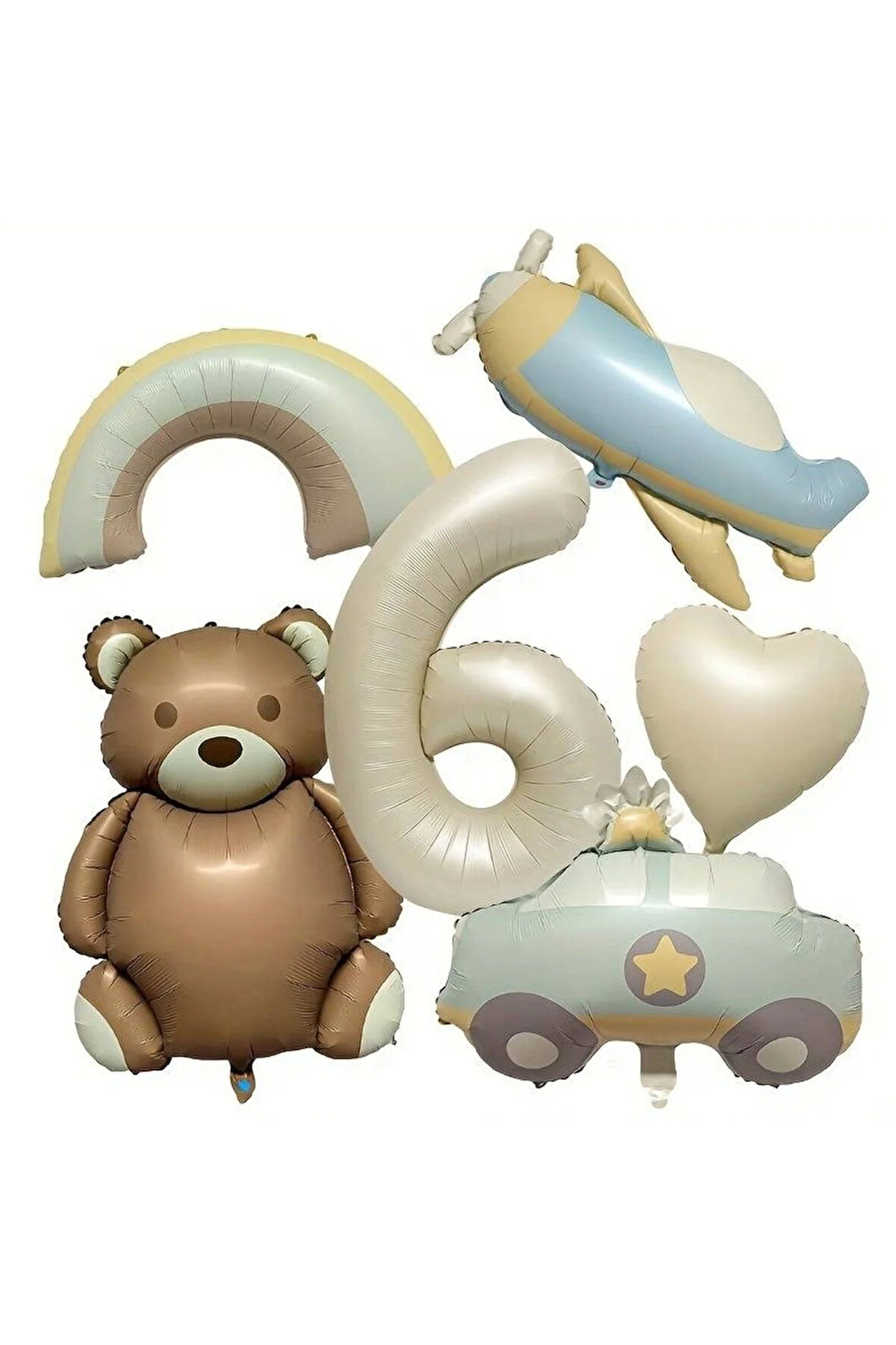 RETRO RENK UÇAK GÖKKUŞAĞI AYICIK POLİS ARABASI FOLYO YAŞ SET