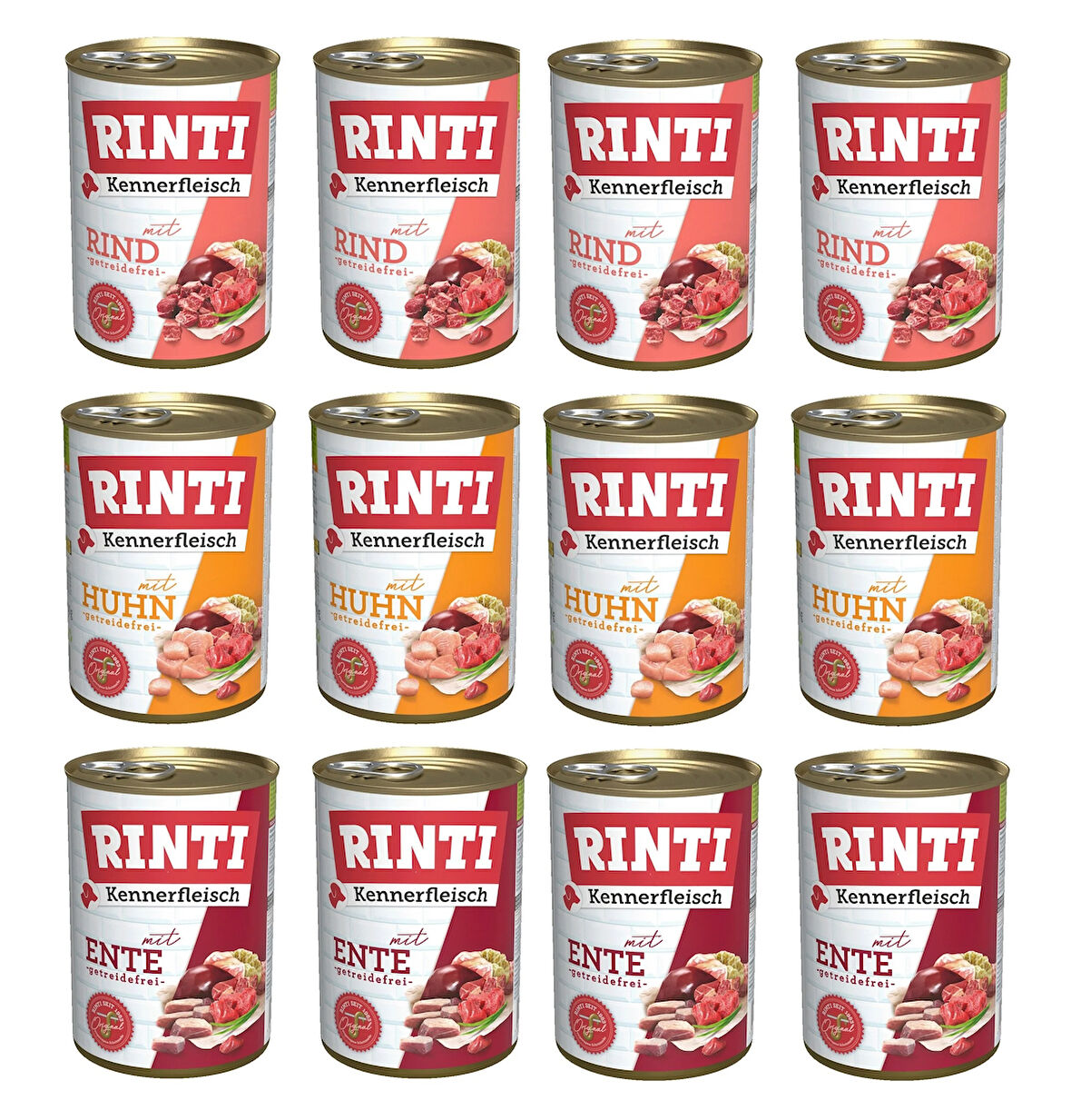 Rinti 3 Çeşit Karma Köpek Konservesi 400 Gr. X 12 Adet