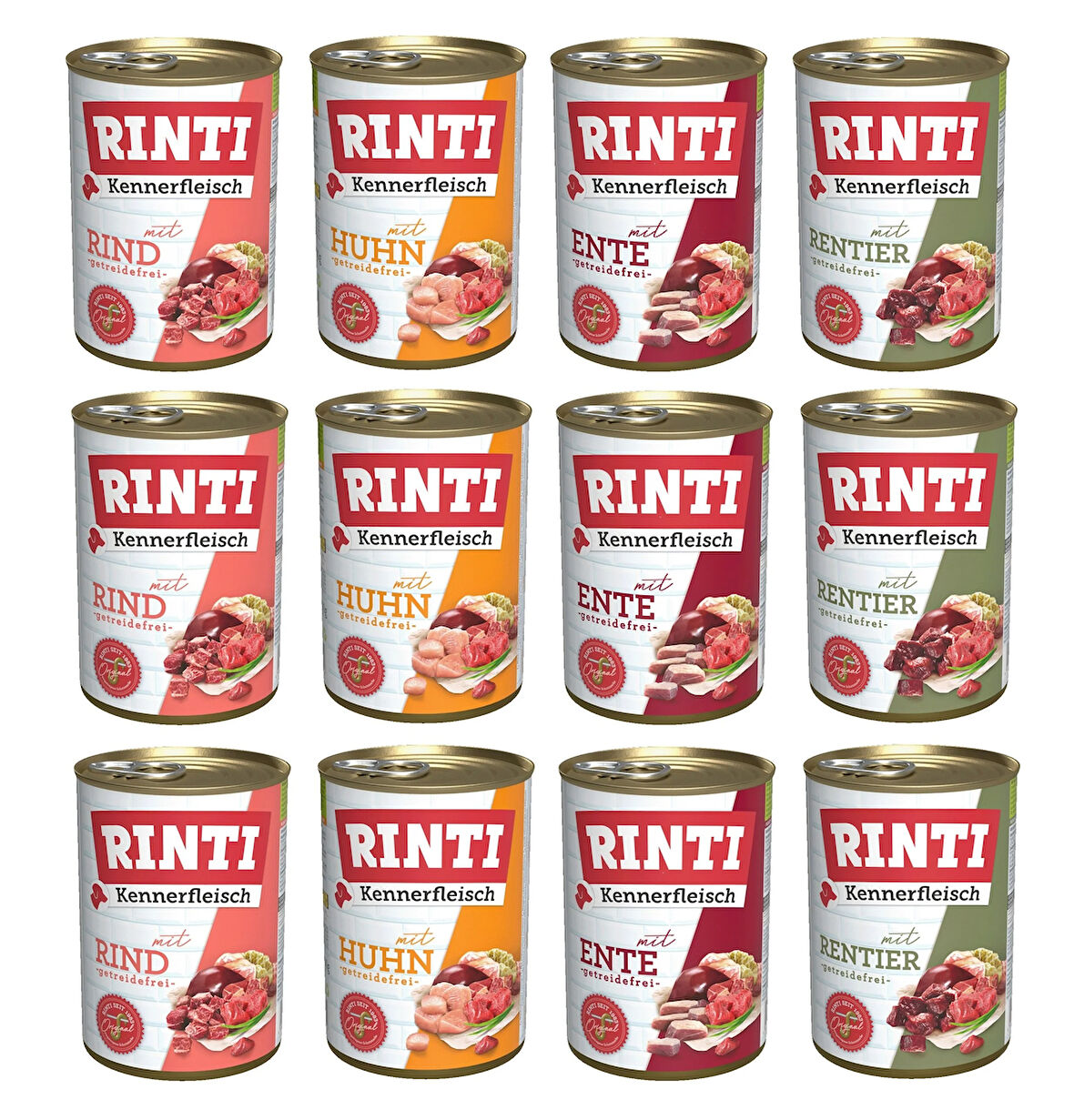 Rinti 4 Çeşit Karışık Köpek Konservesi 400 Gr. X 12 Adet