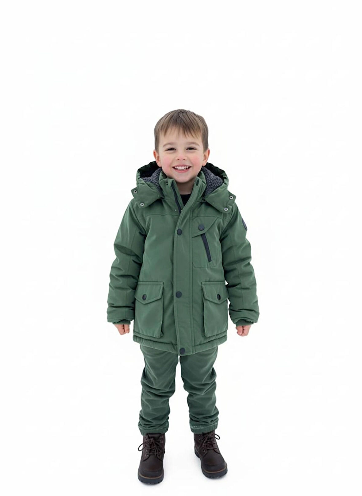 ERKEK ÇOCUK İÇ KISMI YÜNLÜ KAPÜŞONLU MONT