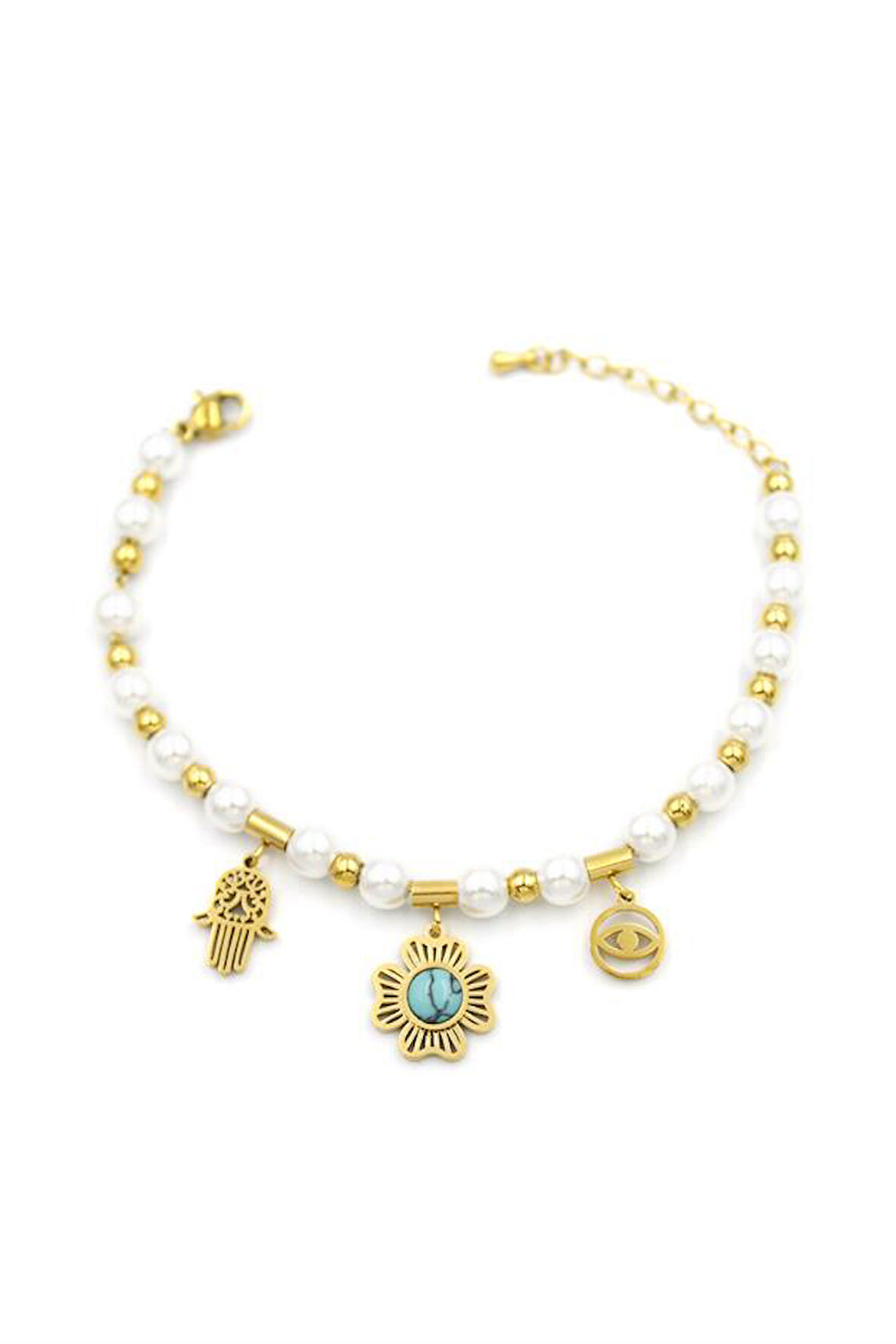 İncili Charm Bileklik - Altın