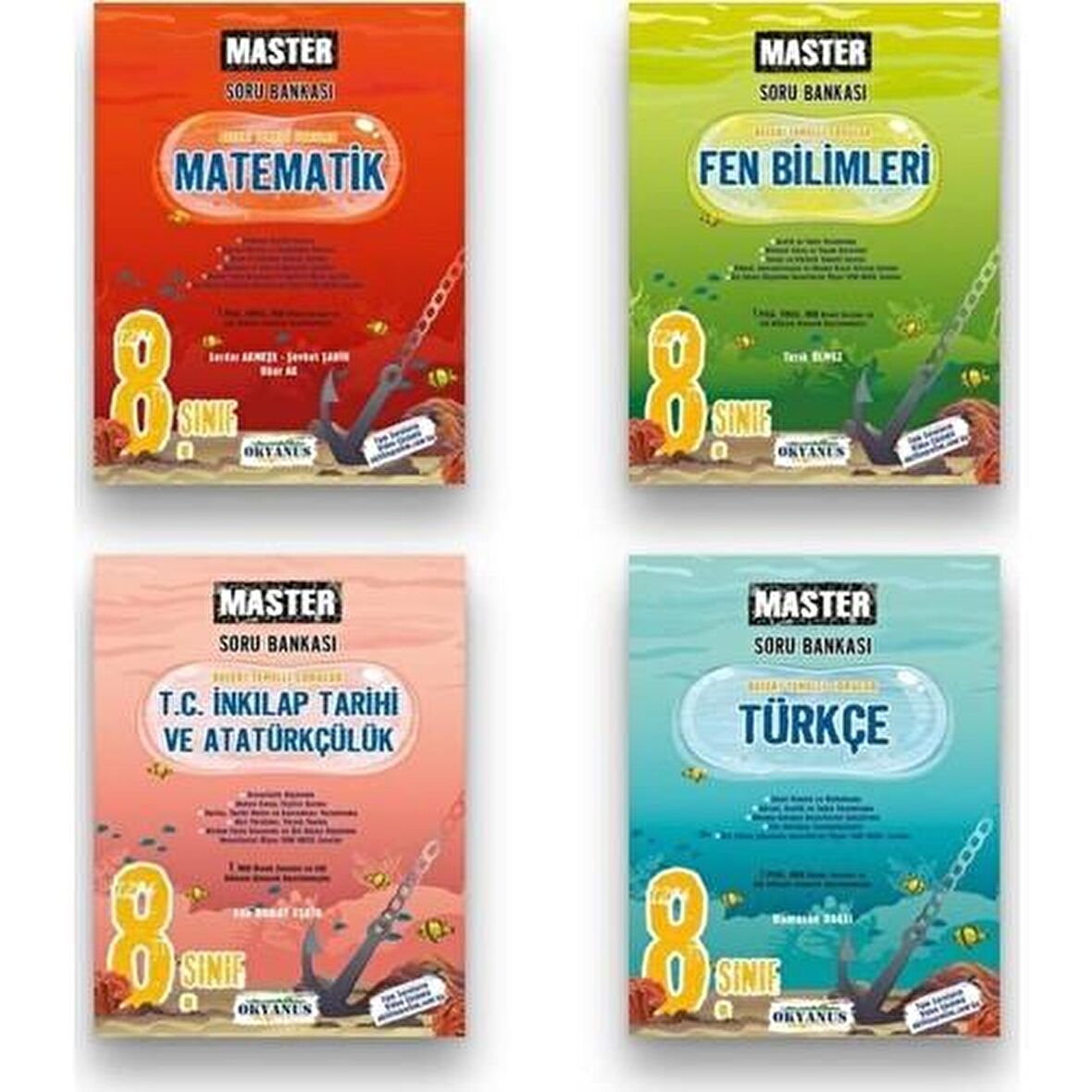 Okyanus 8. Sınıf Master Matematik+Fen+Türkçe+İnklap Soru Bankası Seti