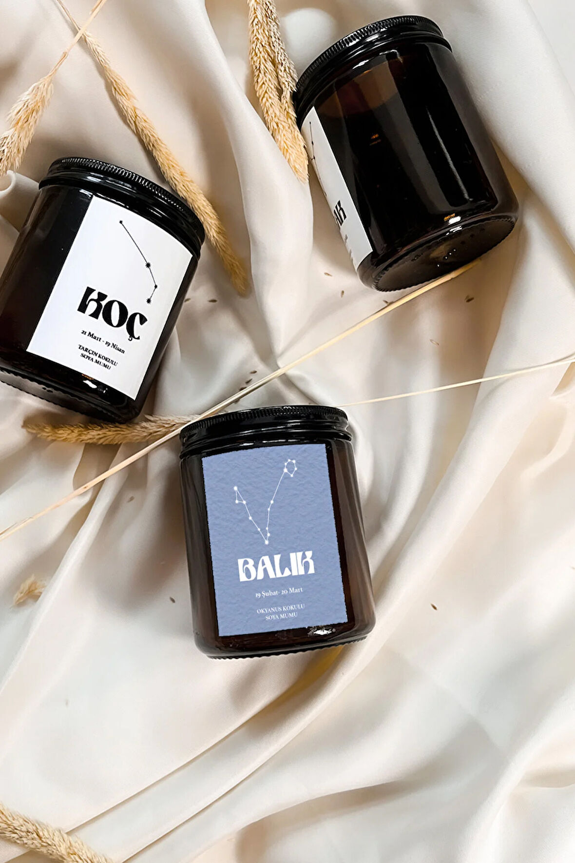 Balık Burcu Okyanus Kokulu %100 Soya Mumu Amber Kavanoz Mum