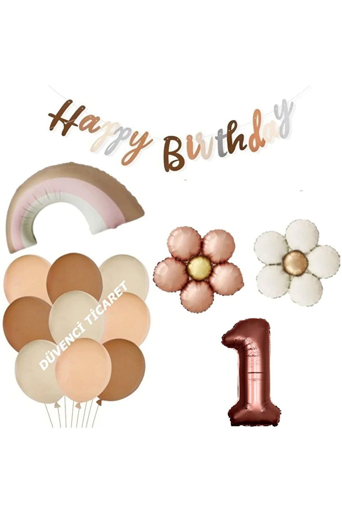 RETRO PAPATYA FOLYO GÖKKUŞAGI YAŞ BALON SET