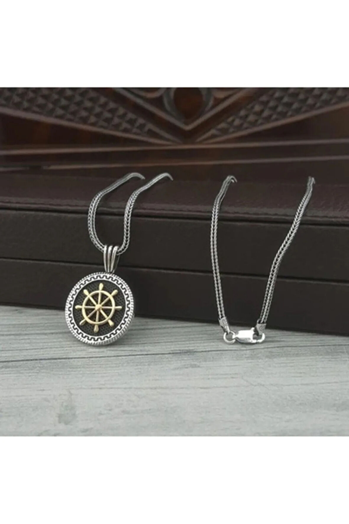 Erkek Gümüş Kolye - Dümen Yuvarlak Model Gümüş Erkek Kolye