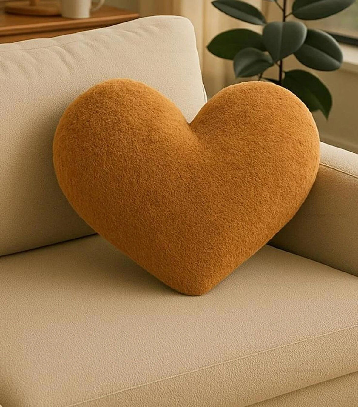 Teddy iç dolgulu kalp yastık, kalp yastık 