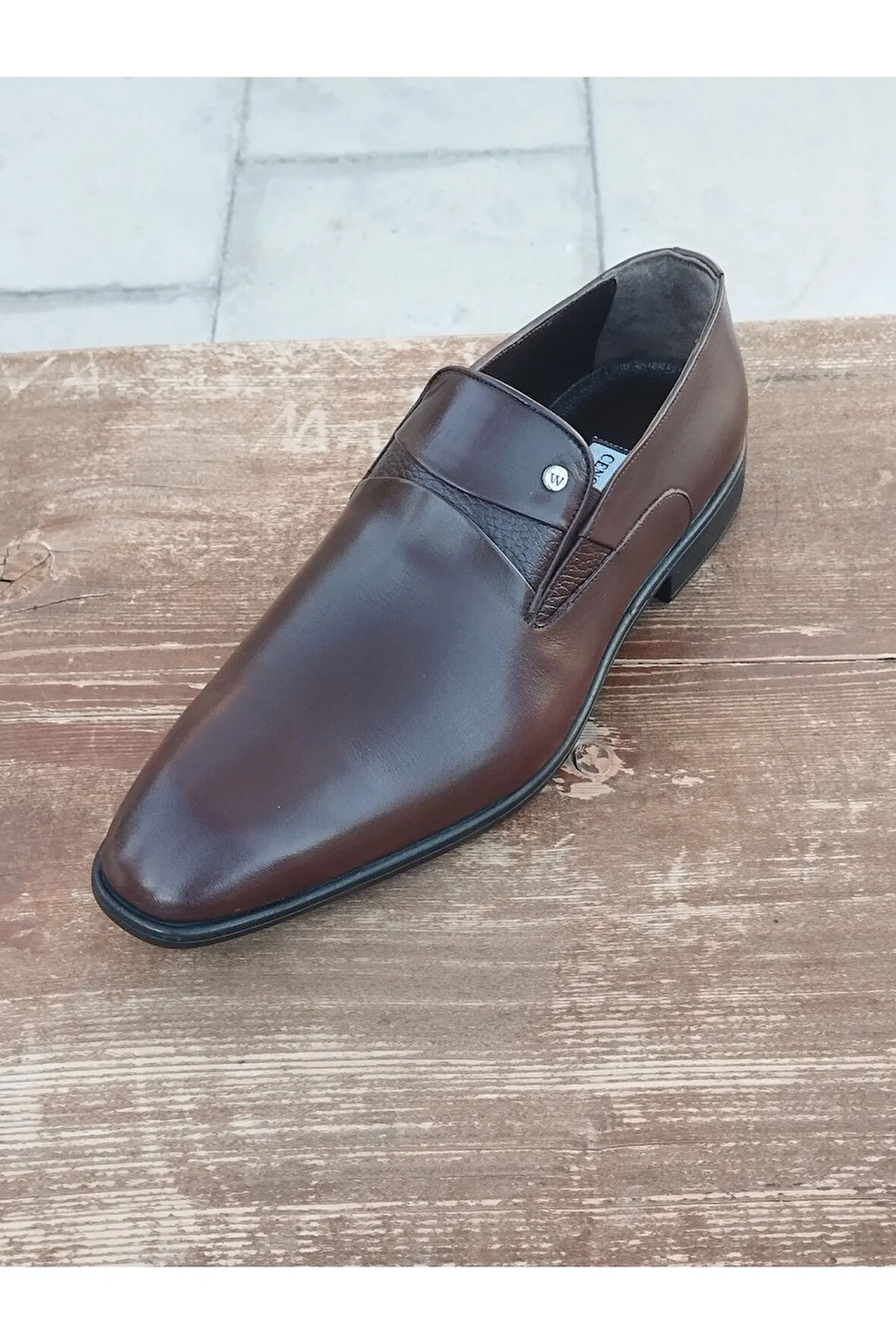 Erkek Kışlık Kundura Hakiki Deri  Kauççuk Taban Bağcıksız