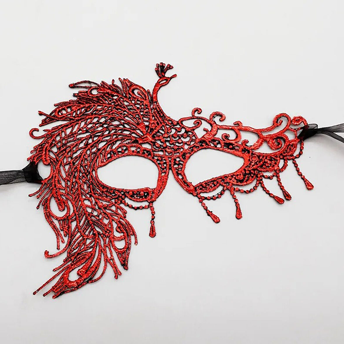 samur parti parti aksesuar & kostüm Kırmızı Dantel Masquerade Maskesi 4 No