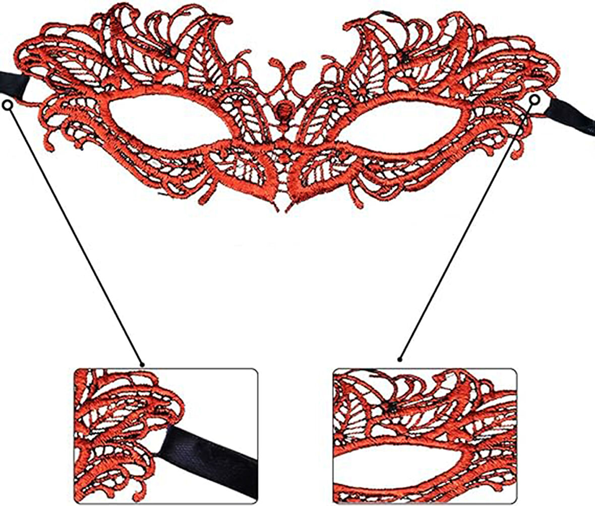 samur parti parti aksesuar & kostüm Kırmızı Dantel Masquerade Maskesi 5 No