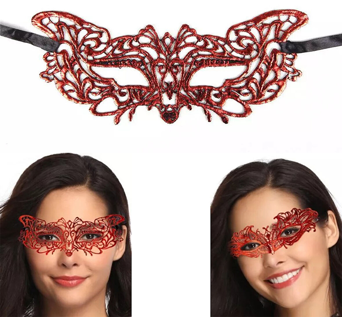 samur parti parti aksesuar & kostüm Kırmızı Dantel Masquerade Maskesi 9 No