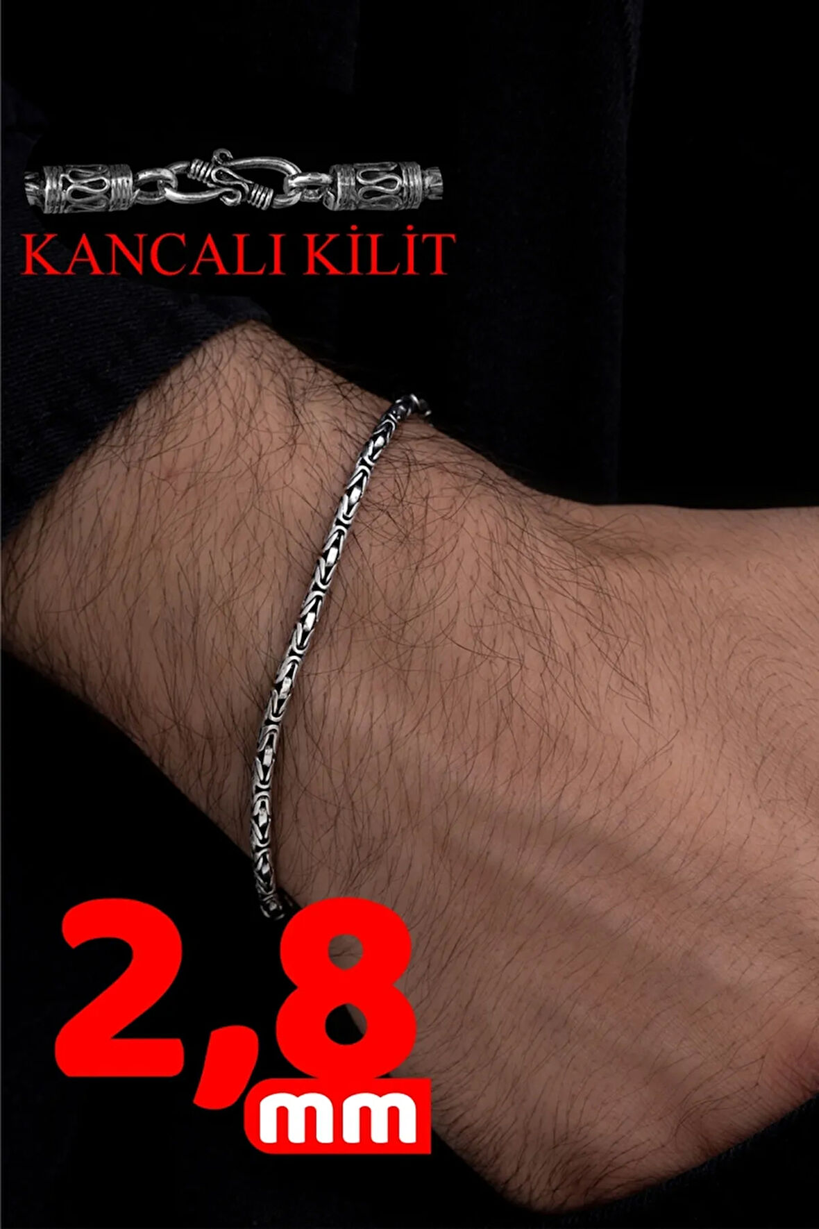Erkek Gümüş Bileklik - Kancalı Kral 925 Ayar Sertifikalı Faturalı Erkek Gümüş Bileklik