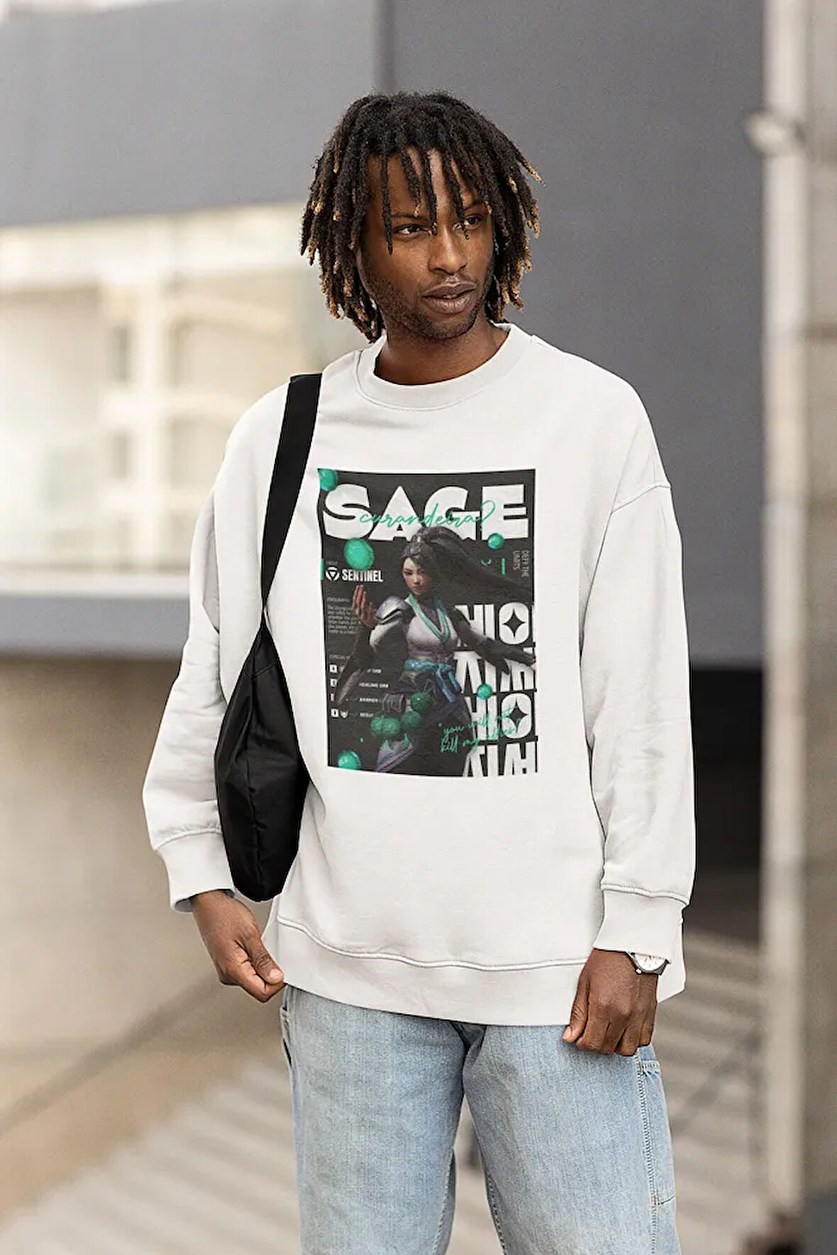 Sage Sentinel Baskılı Unisex Oversize Vallorant Sweatshirt