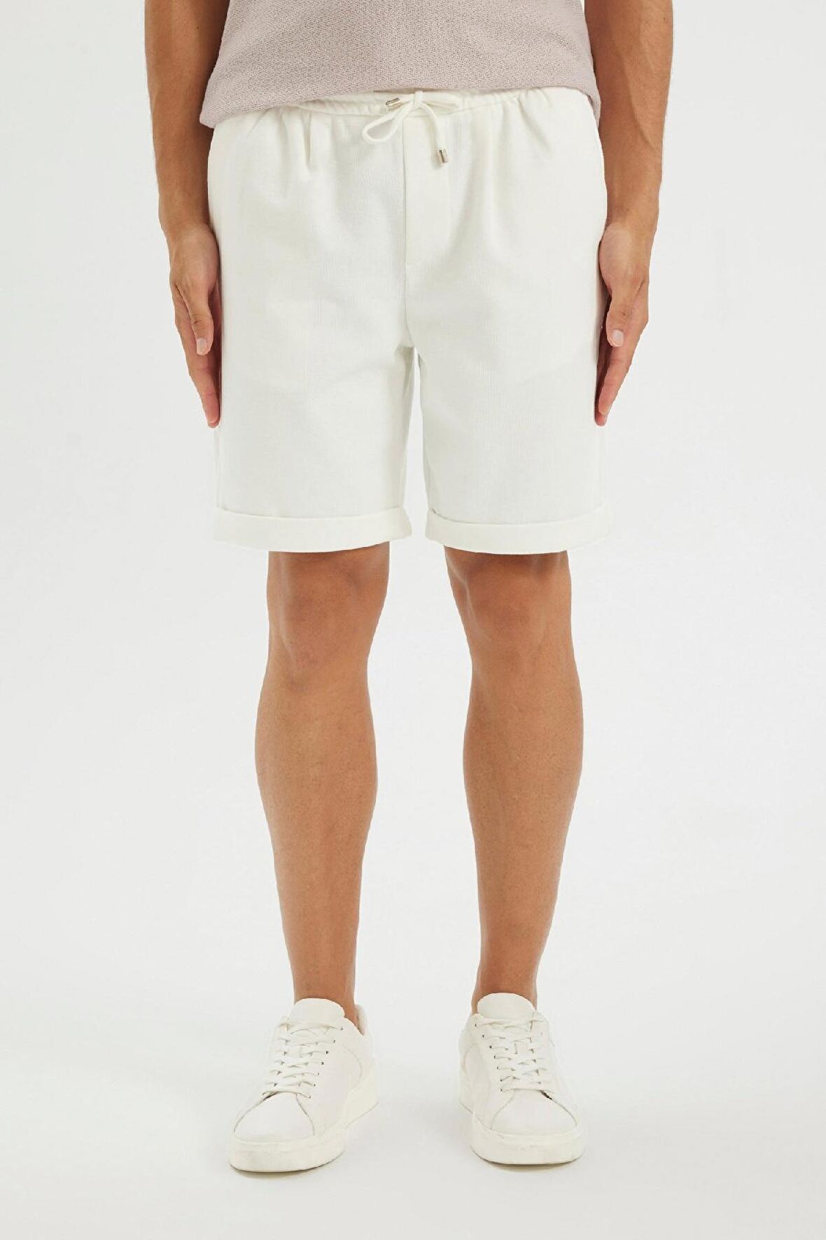 DeFacto Beli Bağcıklı Yazlık Pike Bermuda Şort A7341AX24SMWT33