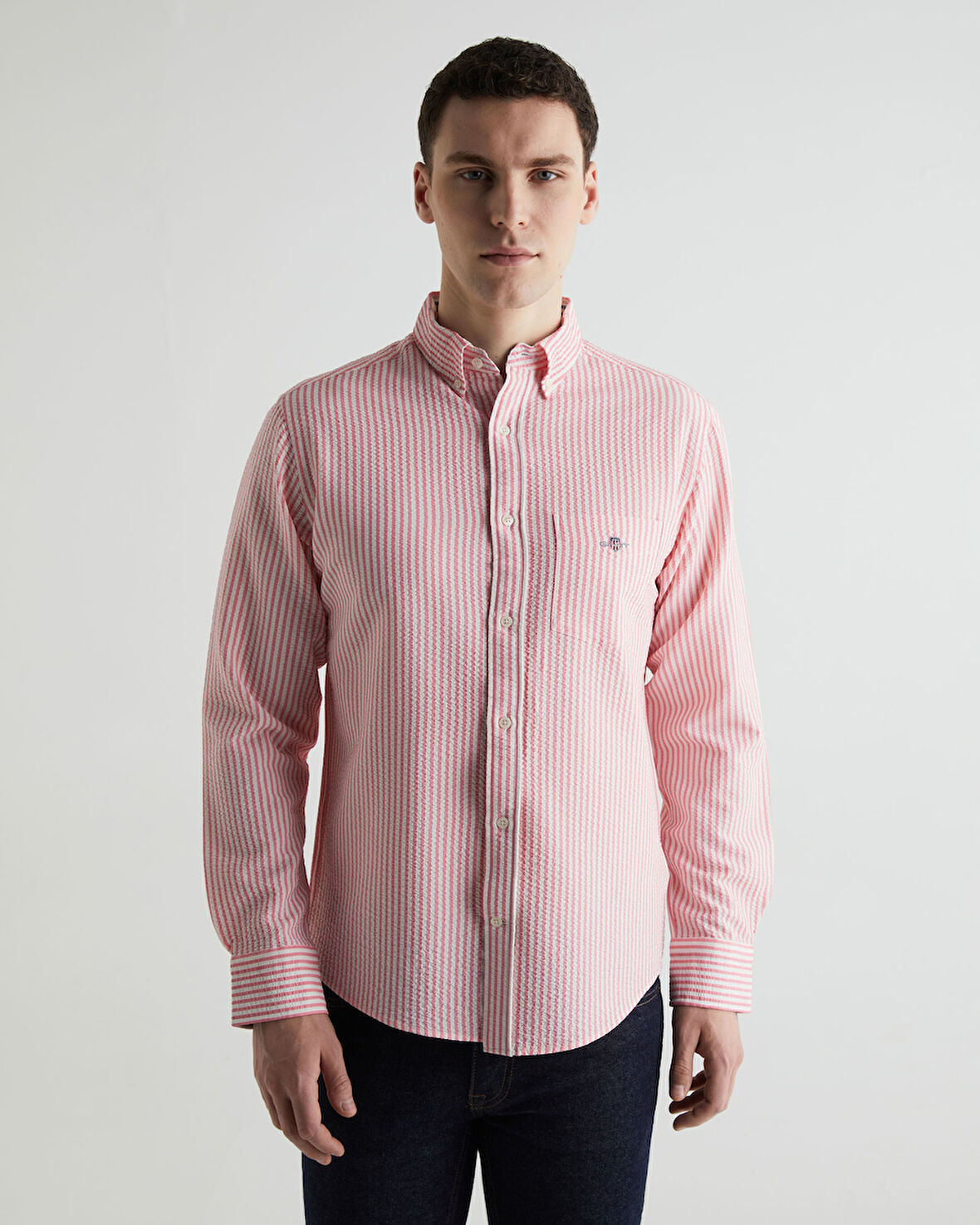 GANT Erkek Pembe Regular Fit Klasik Yaka Çizgili Gömlek