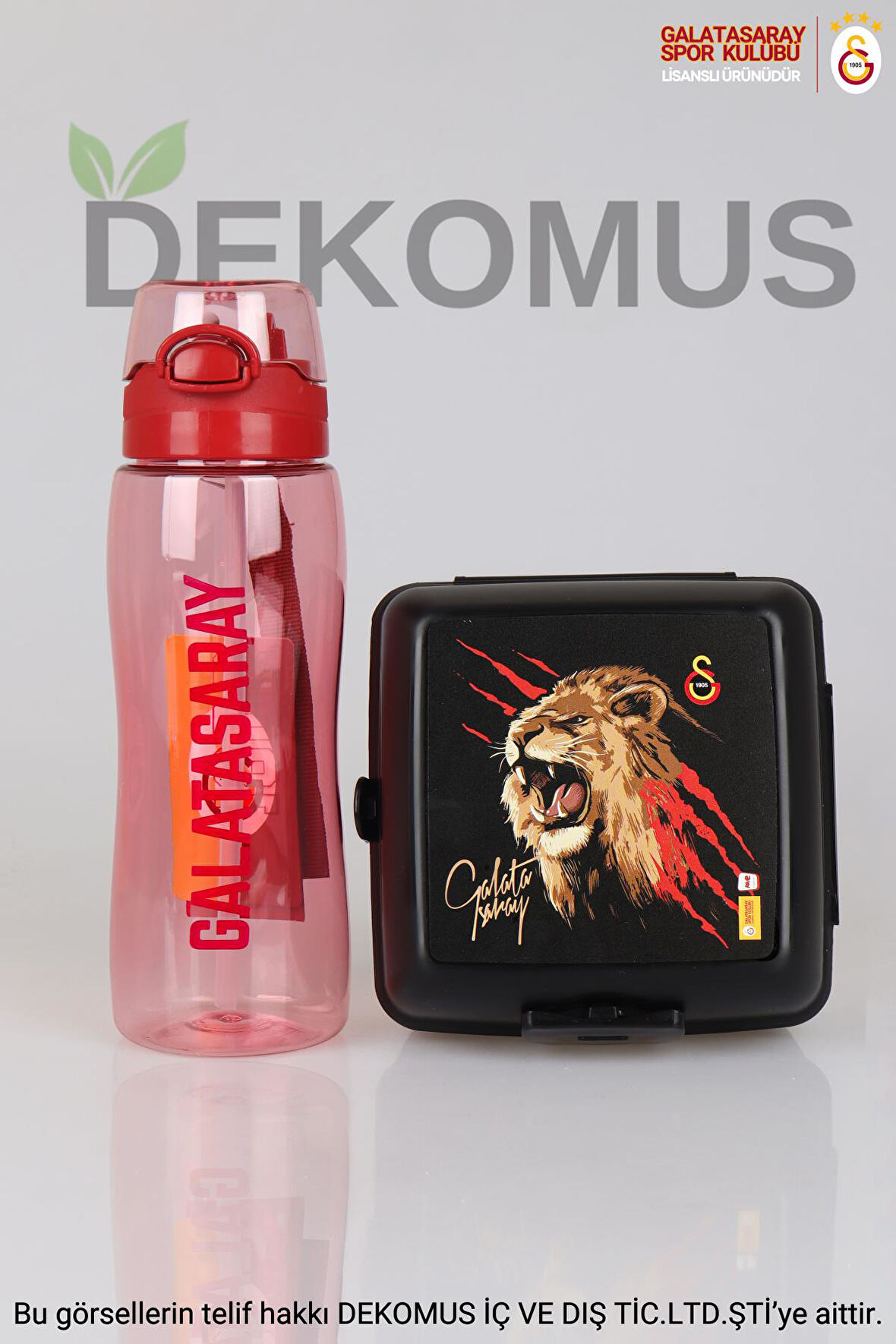 DEKOMUS İLE YENİ SEZON LİSANSLI GALATASARAY 700 ML MATARA VE 2 KATLI BESLENME KABI / LUNCH BOX SETİ