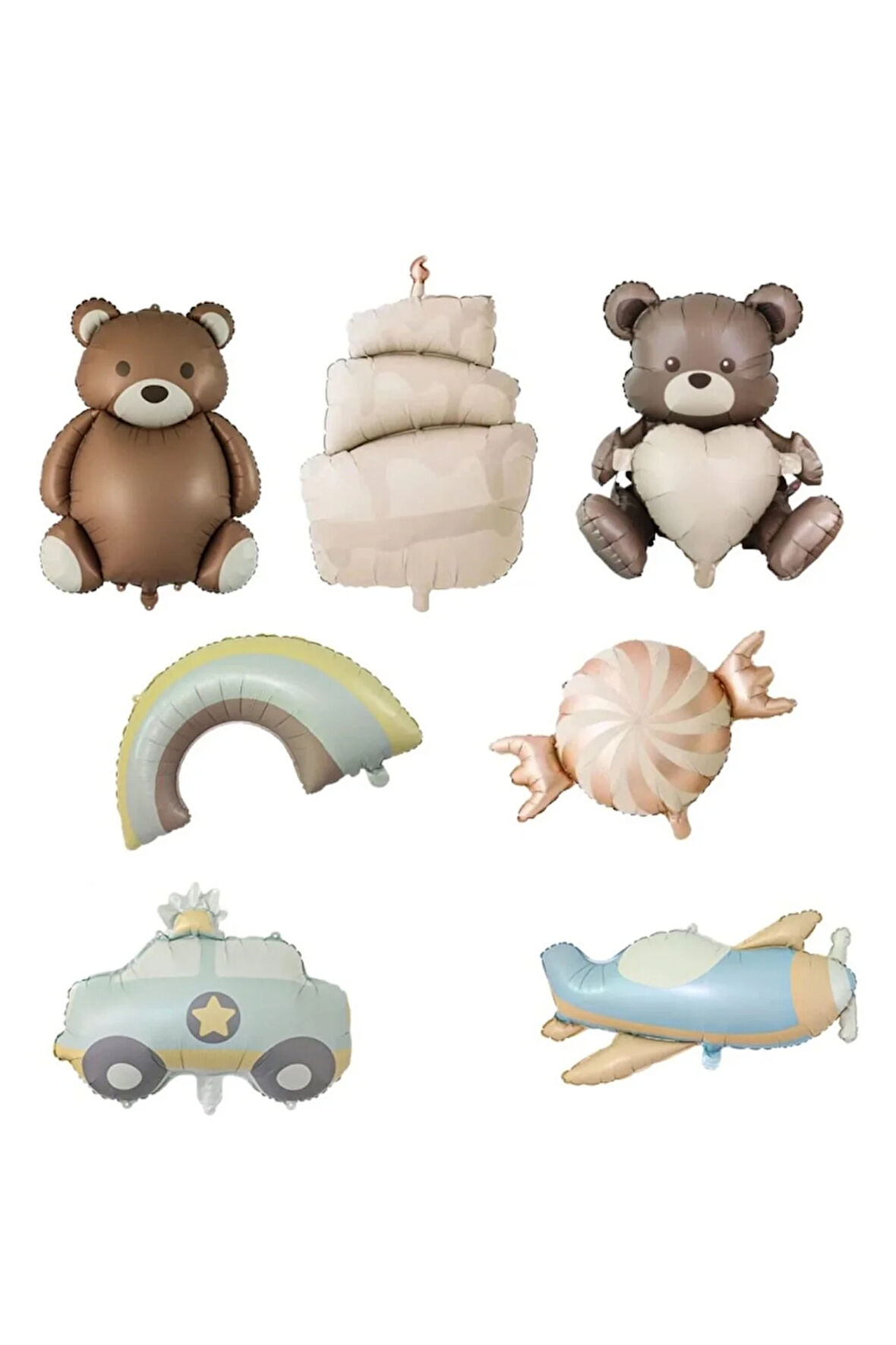 RETRO UÇAK POLİS ARABASI AYI FOLYO BALON SET