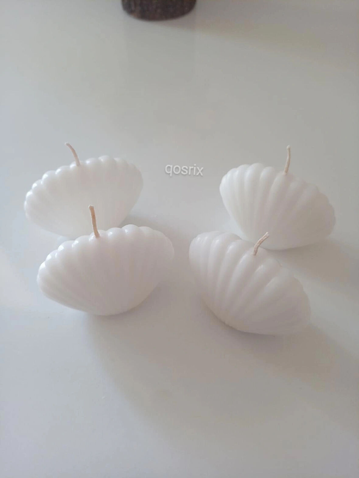 4'lü Beyaz Mini Istiridye Deniz Kabuğu 1. Kalite Soya Doğal Vanilya Kokulu Mum Dekoratif