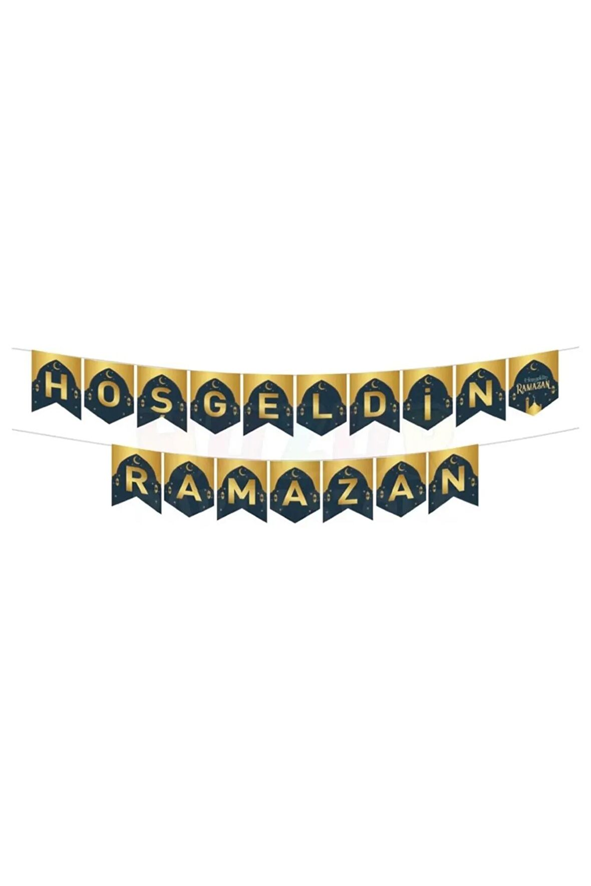 Hoşgeldin Ramazan Harf Banner Zigzag Gold