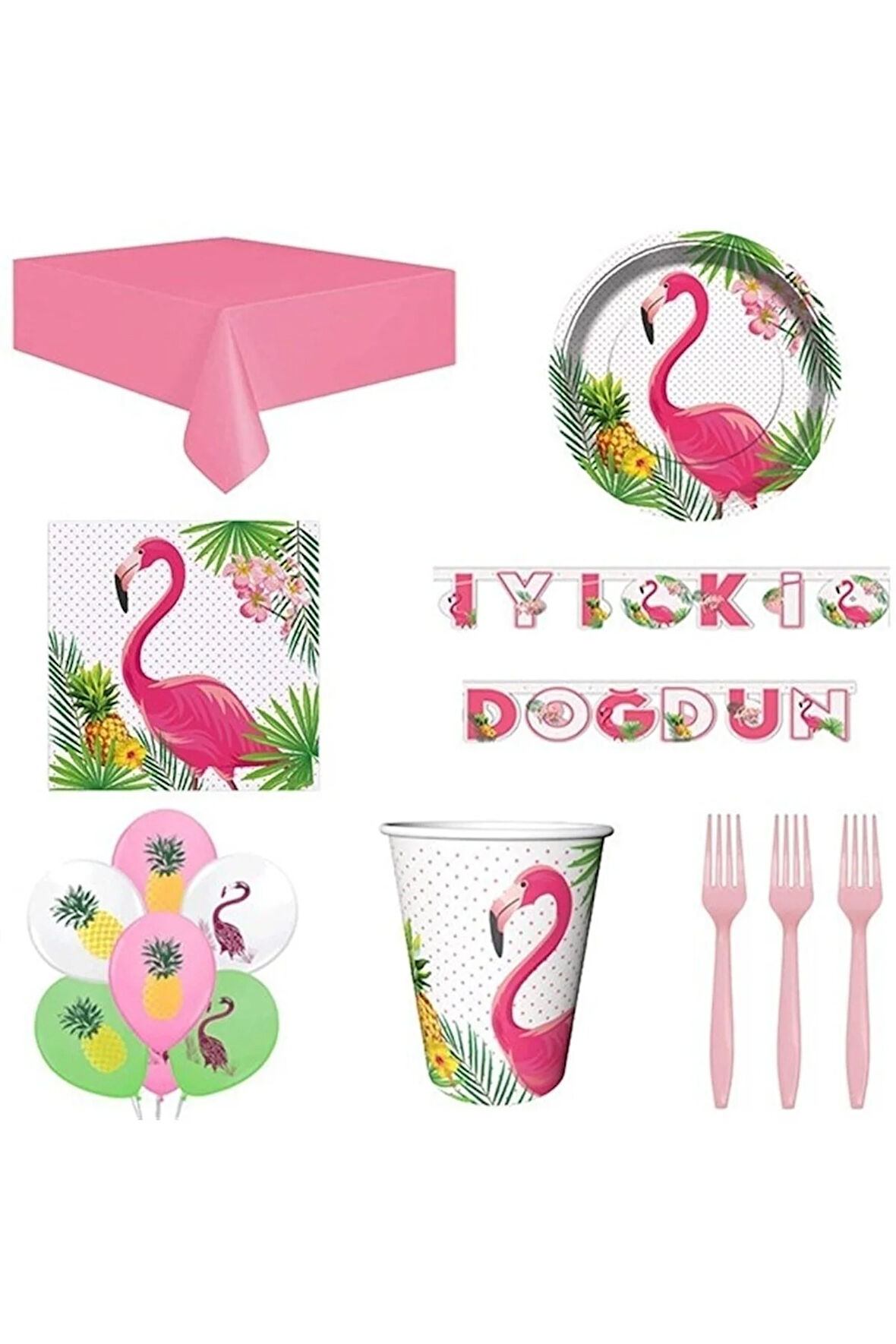 Çıtıpıtıstore Flamingo 8 Kişilik Parti Seti