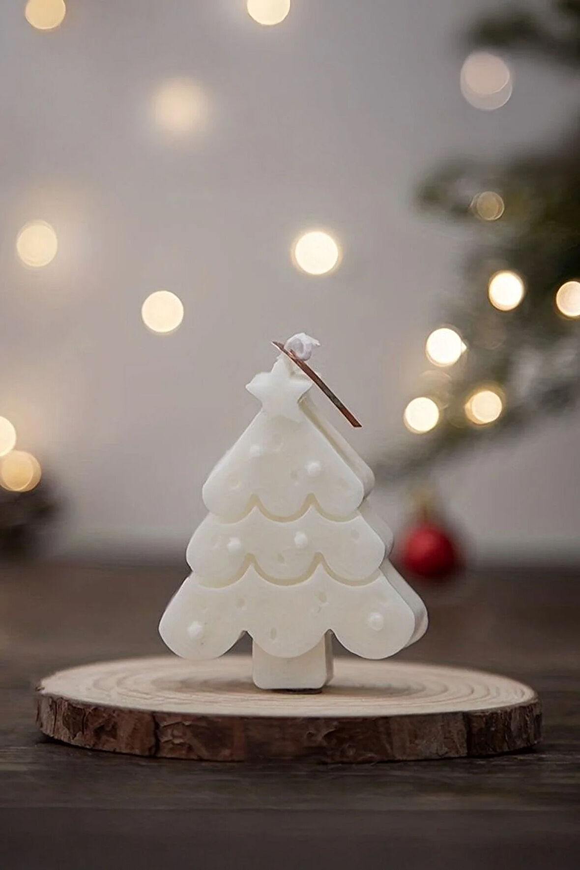 Dekoratif Beyaz Yılbaşı Ağacı Küçük Kokulu Soya Mumu