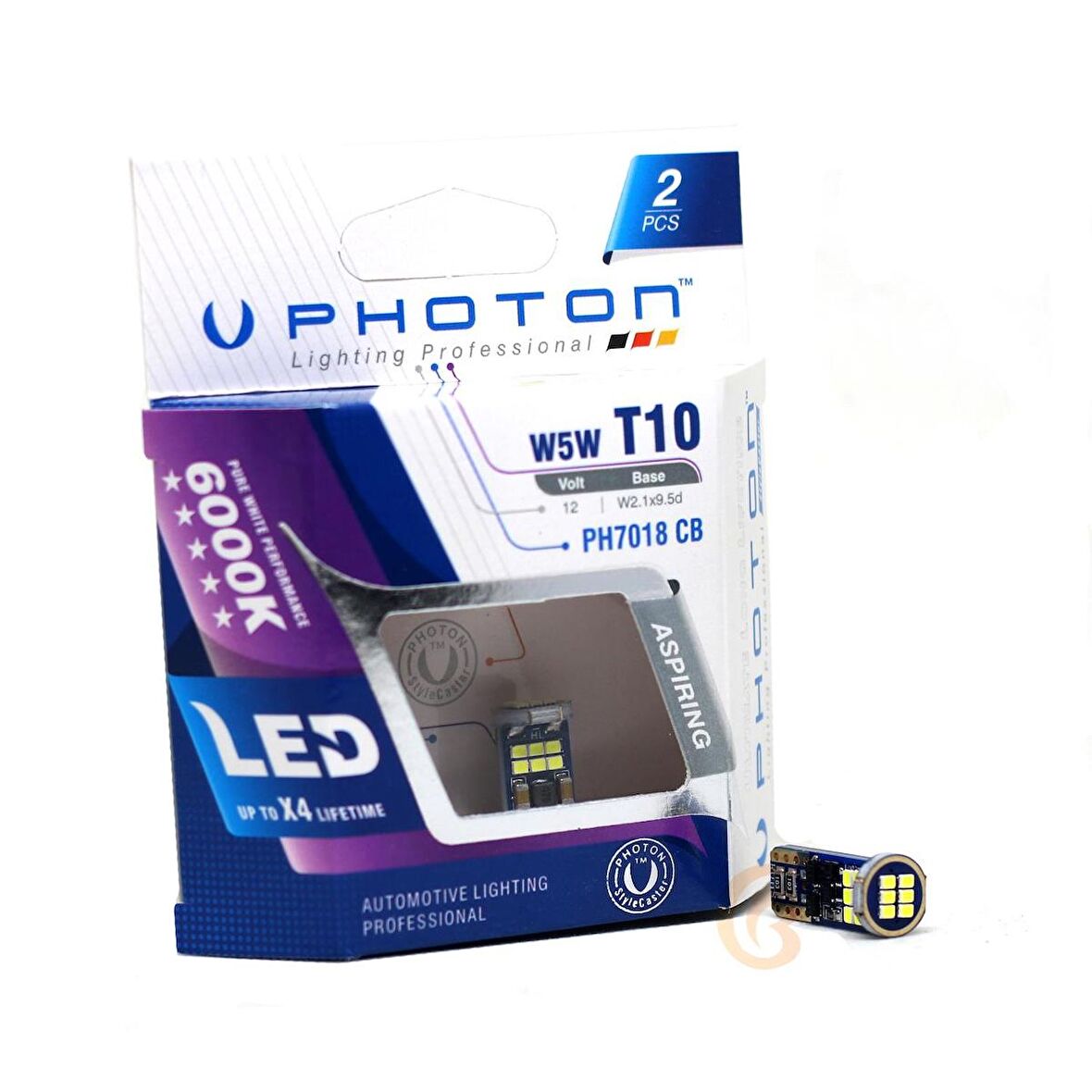 Photon Ph7018Cb Büyük Dipsiz Led Beyaz T10 W5W 18 Led 12V 2'Li