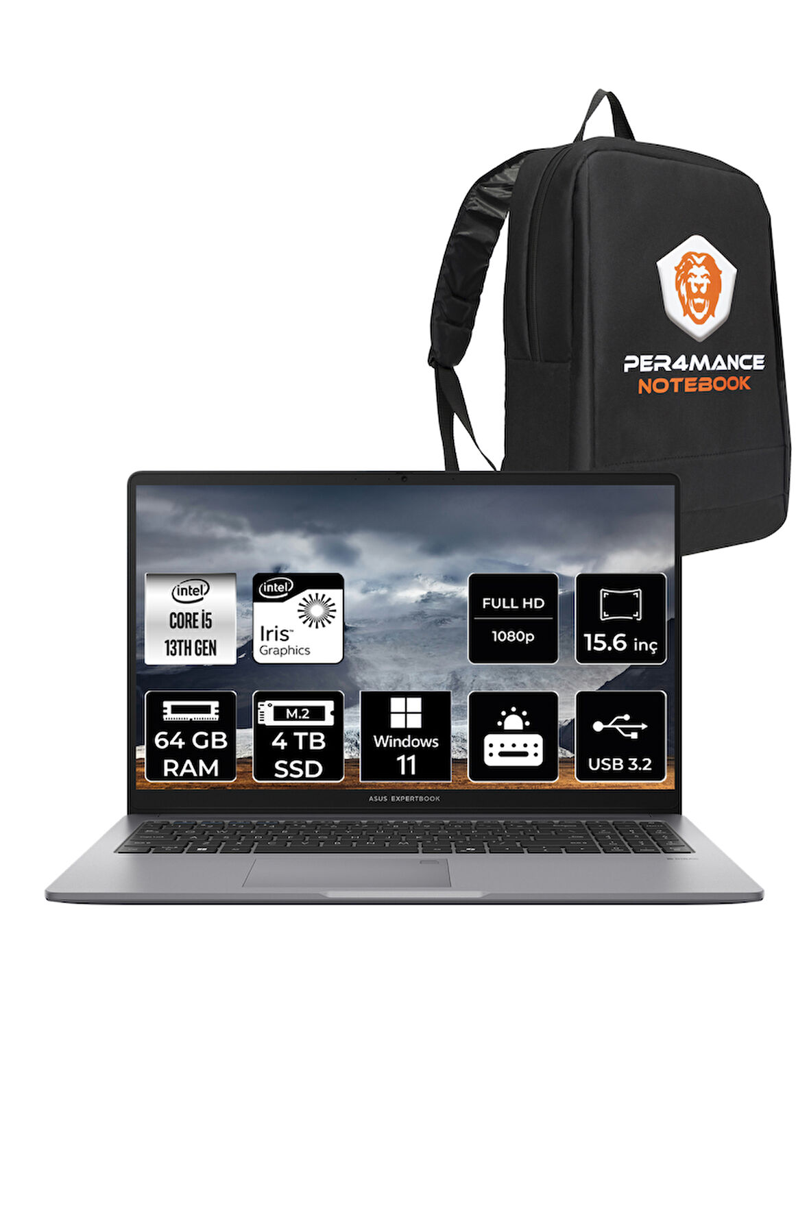 Asus Expertbook P1 P1503 i5 13500H 64GB DDR5 4TB SSD 15.6" FHD WINDOWS11PRO & PER4 ÇANTA