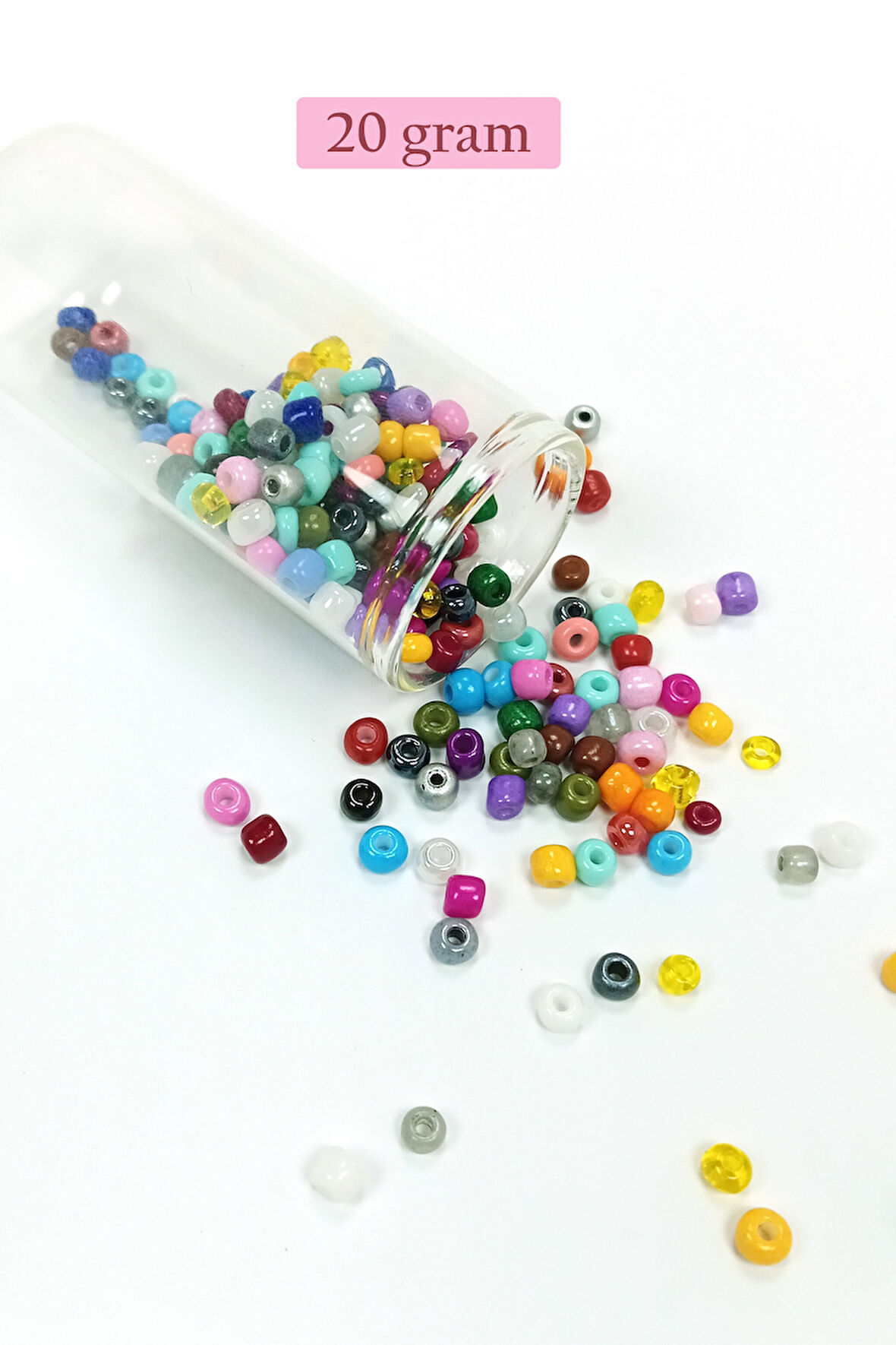Dökme Cam Kum Boncuk Büyük Boy (6/0) 4 mm - 20 Gram - Karışık Renkli - BNC096