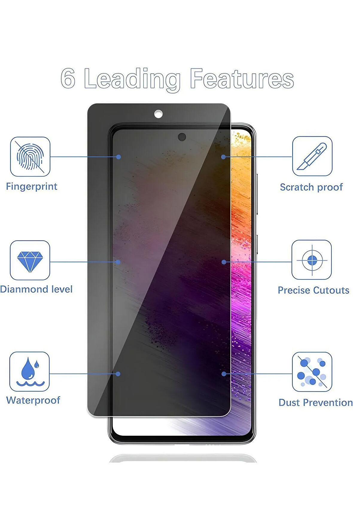 Samsung Galaxy A73 Çizilmeye Dayanıklı, Parmak Lekesi Önleyici ve Kabarcıksız Hayalet Ekran Koruyucu