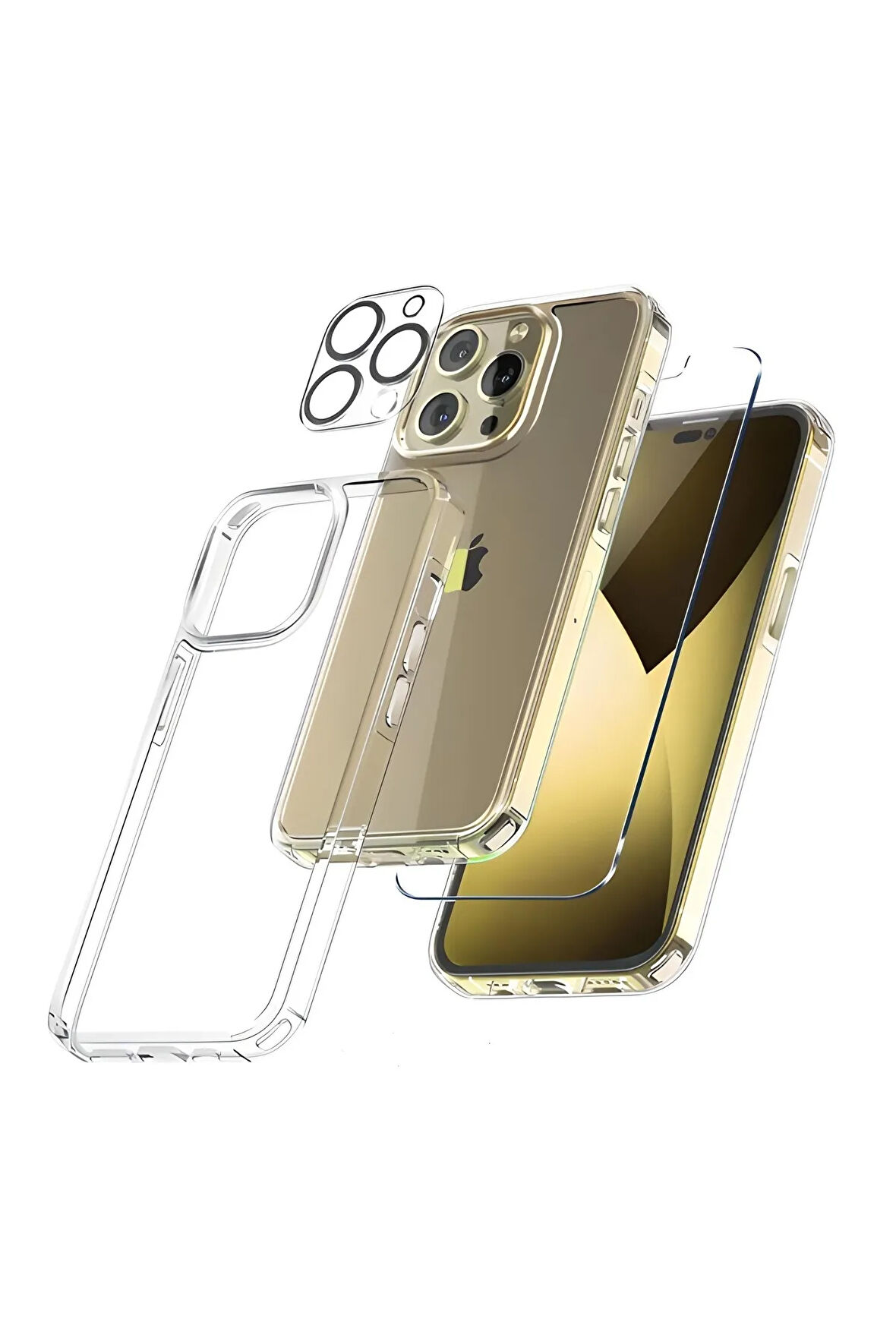 Iphone 14 Üçlü Set Kamera Lensi + Kılıf + Nano cam Ekran Koruyucu - Extra İnce