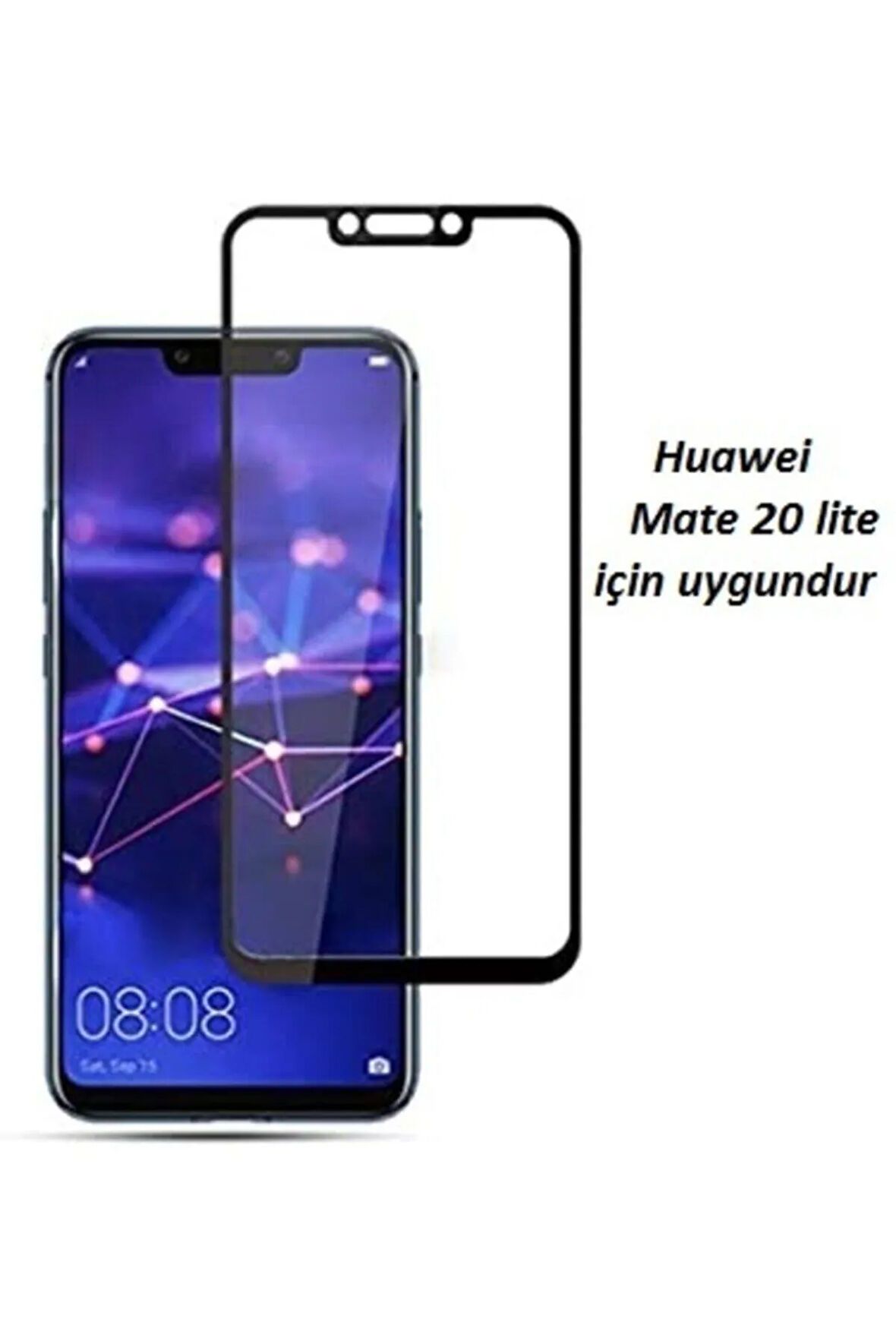 Huawei Mate 20 Lite Curve Tempered Glass Full Siyah Cam Ekran Koruyucu - Extra İnce