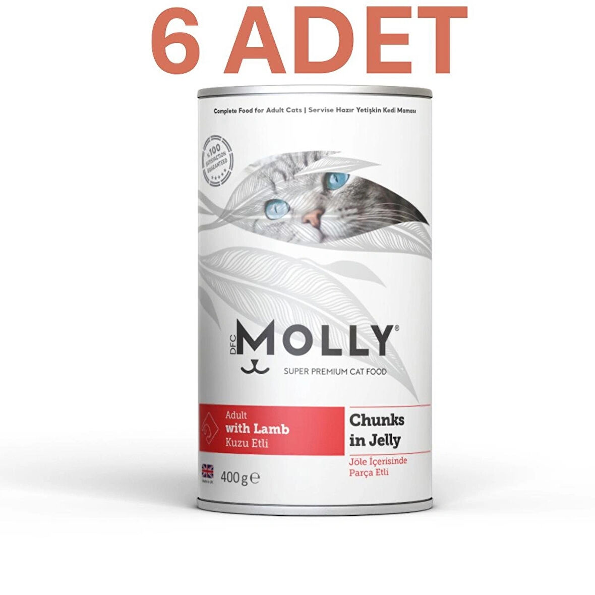 Molly Jöle İçinde Parça Kuzu Etli Yetişkin Kedi Konservesi 6*400gr(6 ADET)