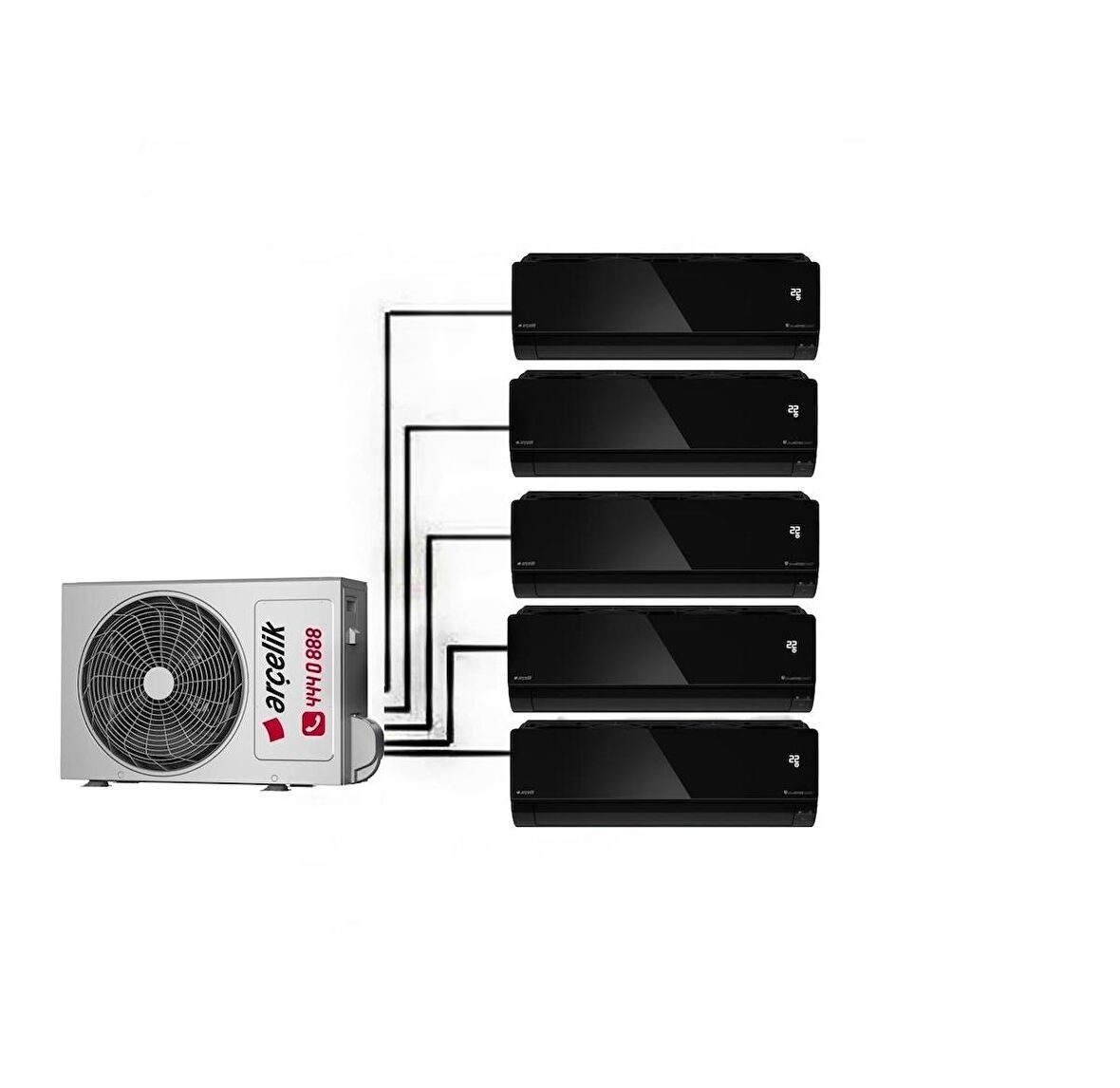Arçelik 5+1 İnverter 9+9+9+9+12 30000 Btu/h A Enerji Sınıfı R32 İnverter Multi Split Duvar Tipi Klima