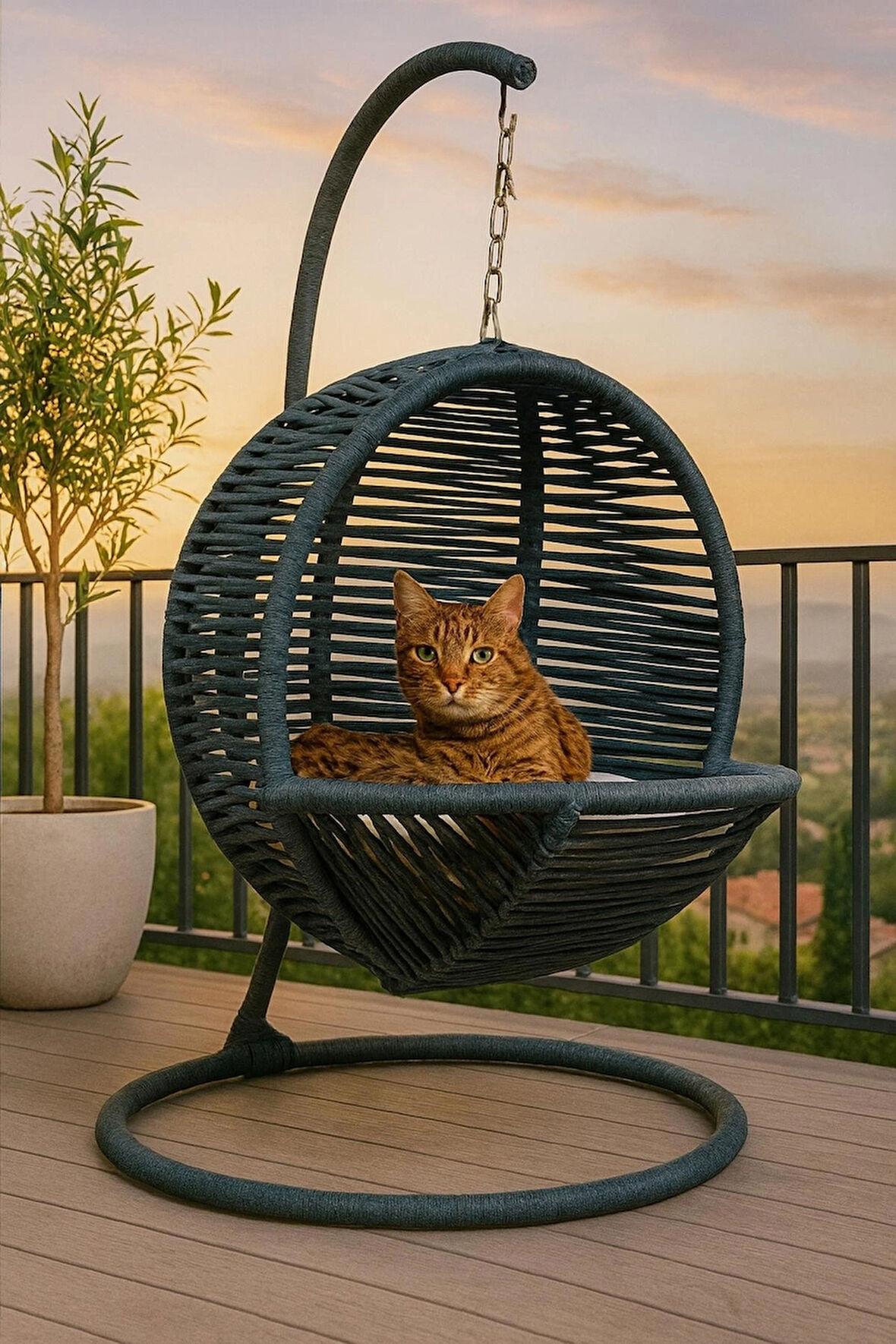 Lüx Kedi Salıncağı & Kedi Yatağı (SABİTLEME APARATLI)