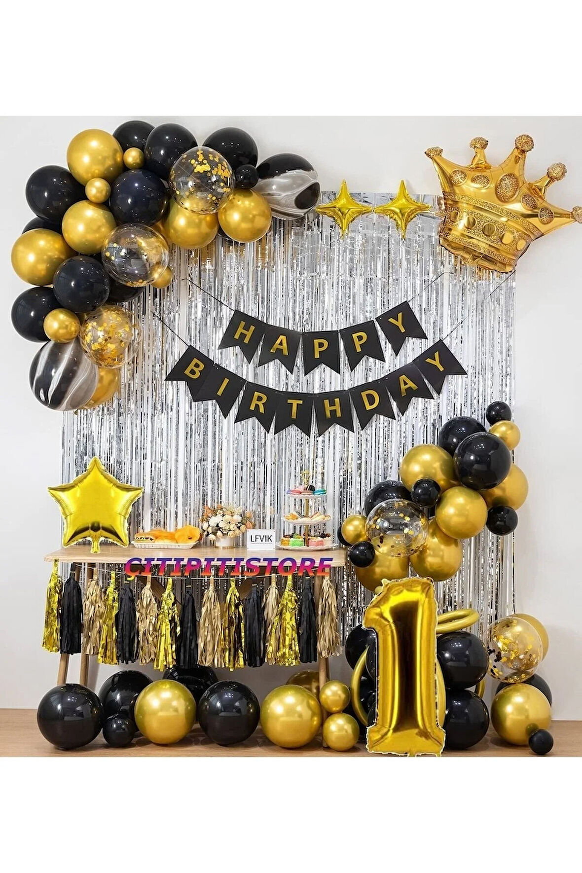 Çıtıpıtıstore 1 Yaş Kral Taçlı Doğum Günü Balon Set