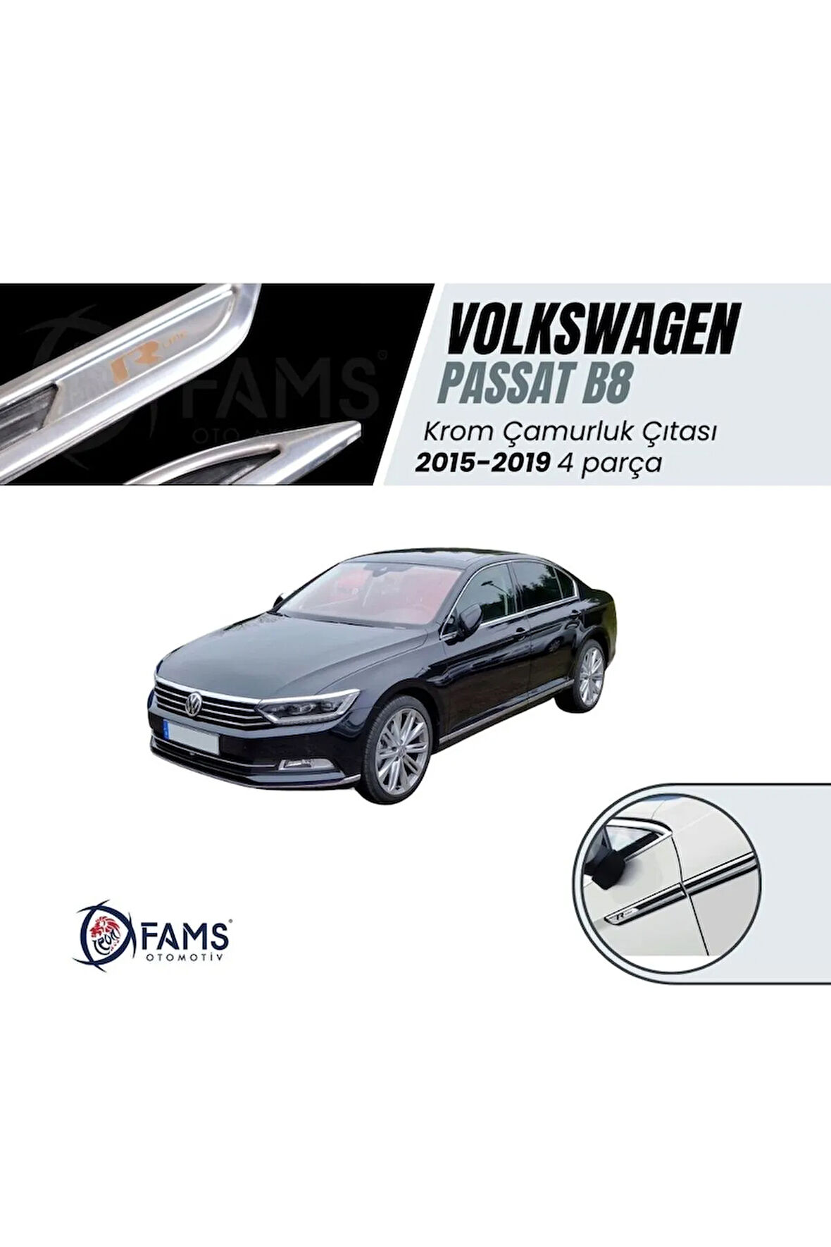 Vw Passat B8 R-line Krom Çamurluk Çıtası 4 Parça 2015-2019