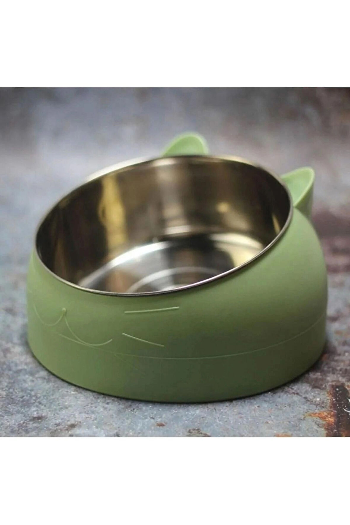 Yeni, Paslanmaz Çelik, Yükseltilmiş Kedi, Köpek Mama Ve Su Kapları 400 ml Yeşil