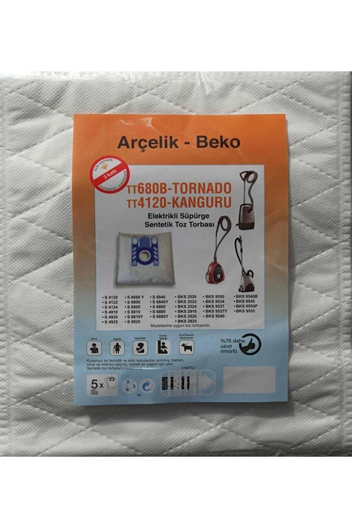 Beko Tt680b - Tornado - Tt4120 - Kanguru Elektrikli Süpürge Sentetik Toz Torbası (5 Adet)