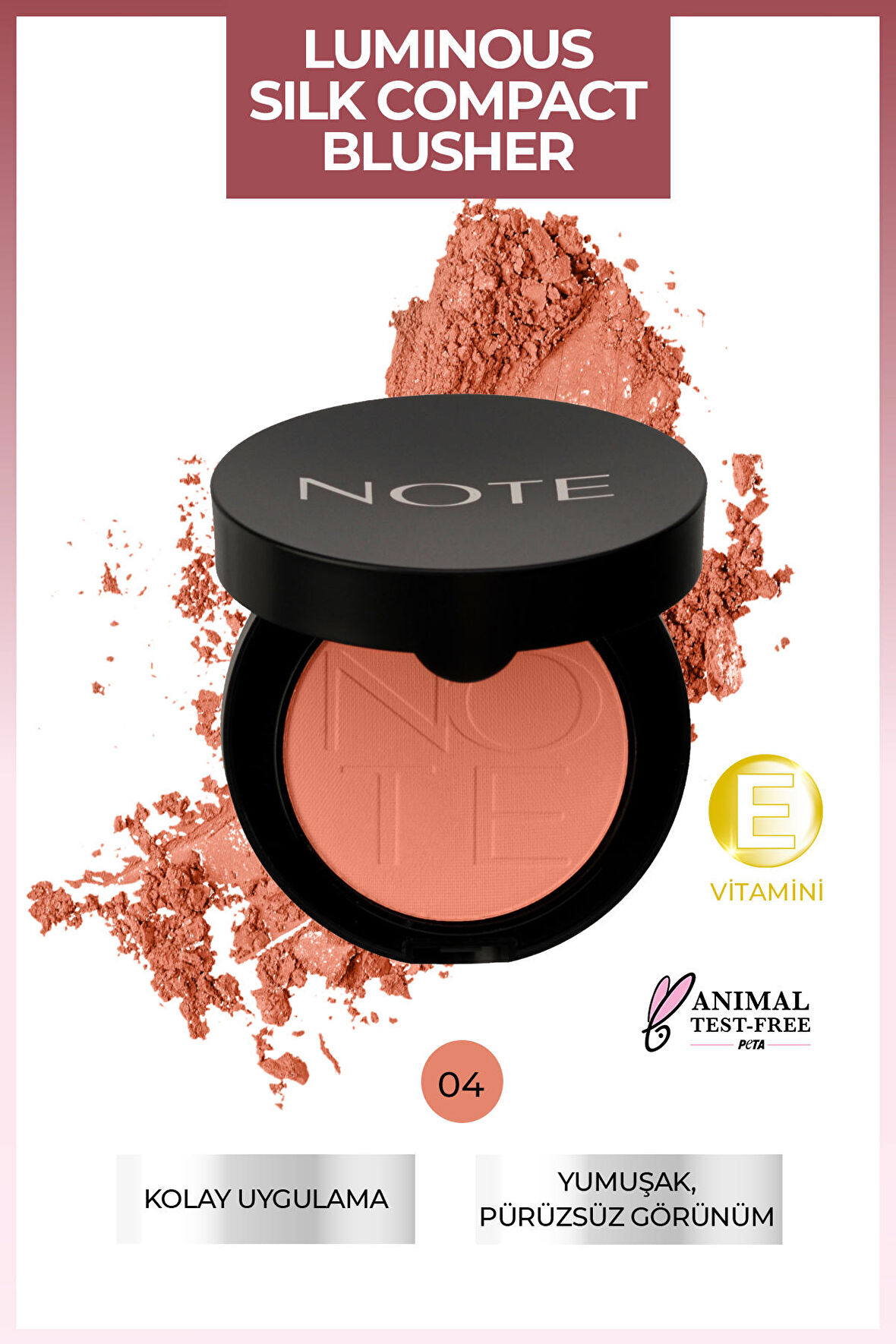 Note Luminous Silk Compact Allık 04 Soft Peach