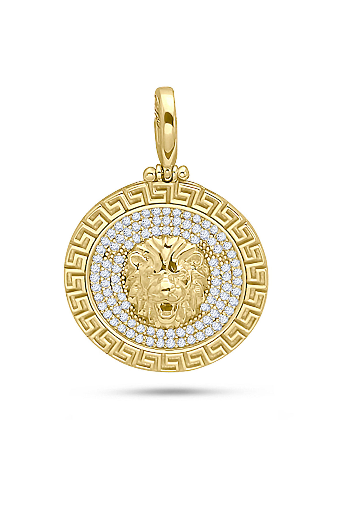 Taşlı Altın Aslan Model Kolye Ucu