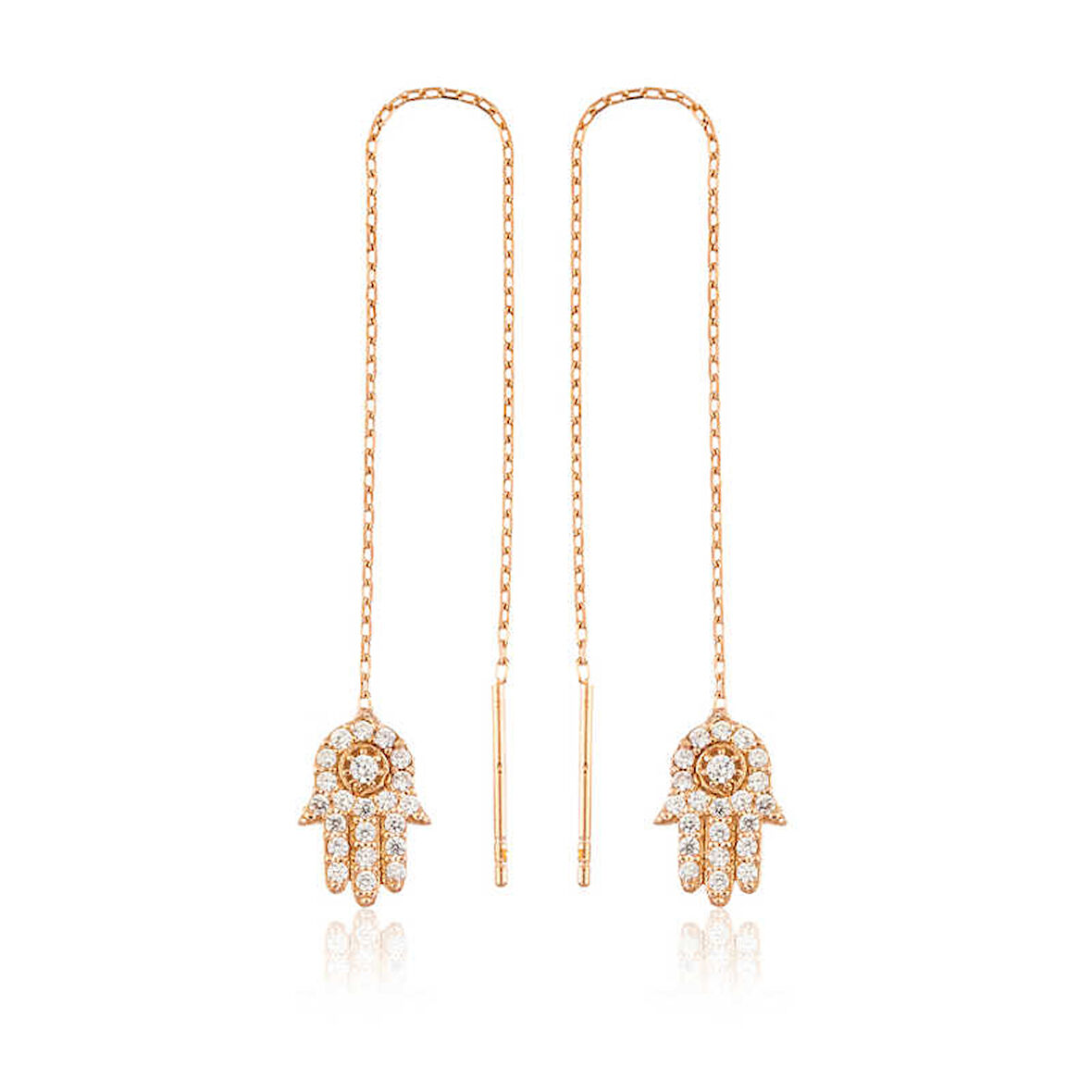 925 Ayar Gümüş Zincirli Fatma Ana Eli Küpe EA1160050 (944944)