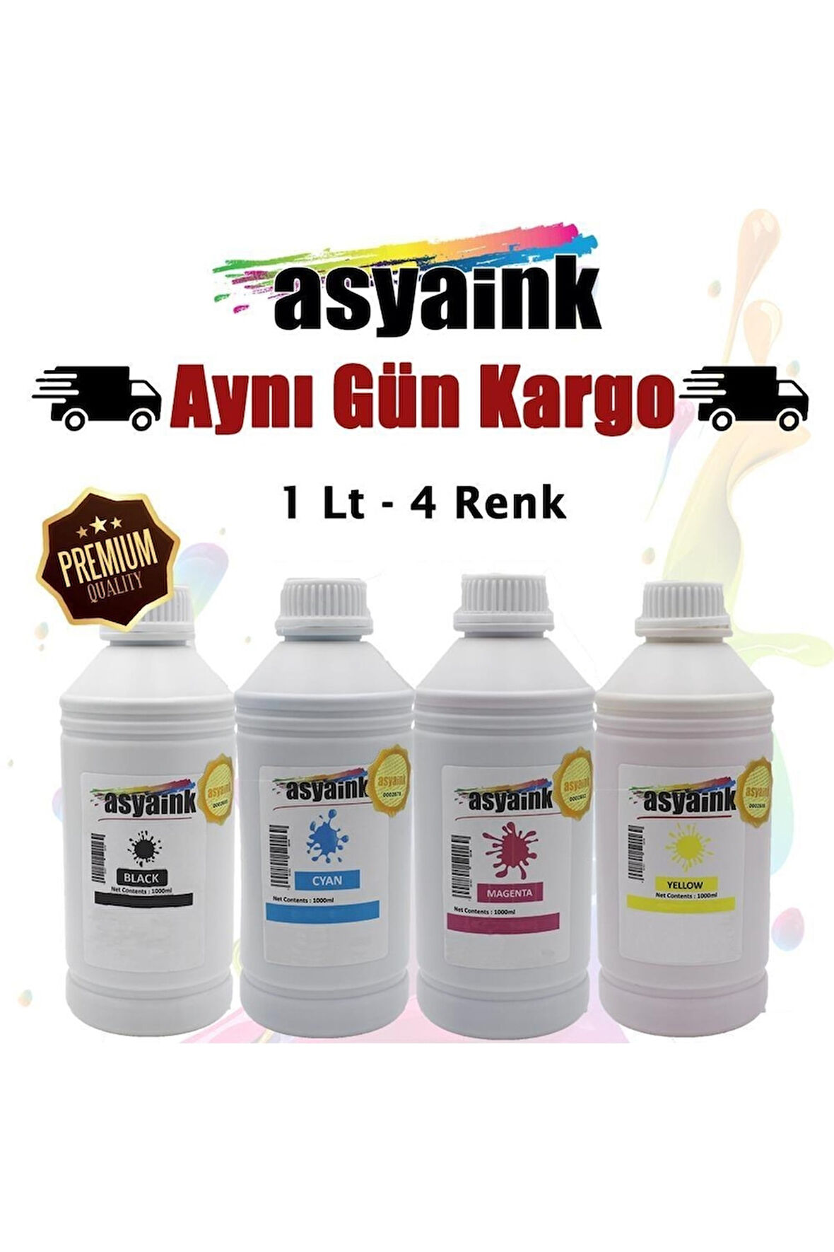 CANON UYUMLU KARTUŞ MÜREKKEBİ 4x1000ML - 4 RENK  4 LİTRE
