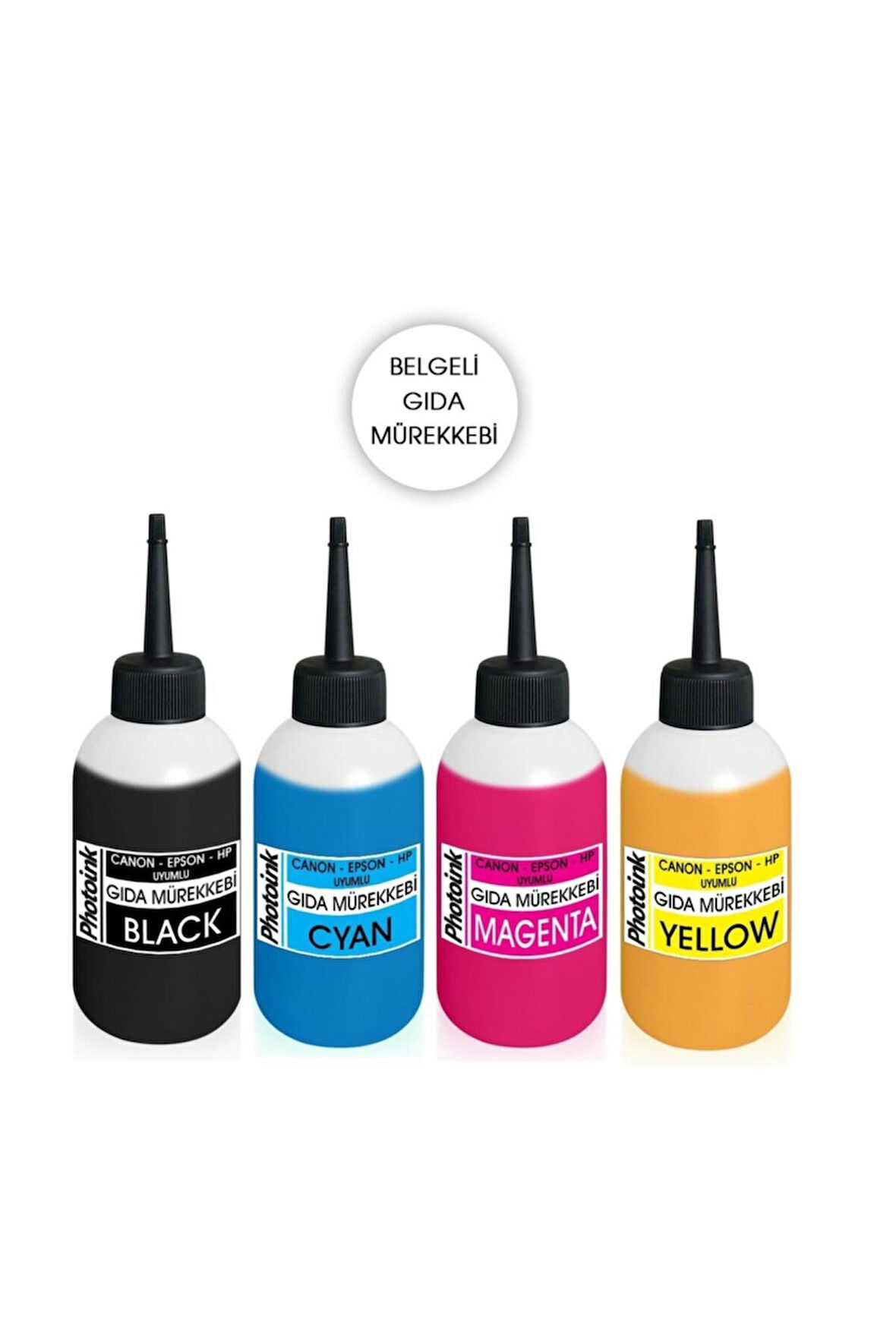 Canon / Hp Uyumlu 4x100 Ml. Gıda Mürekkep Seti,gıda Boyası 400ml