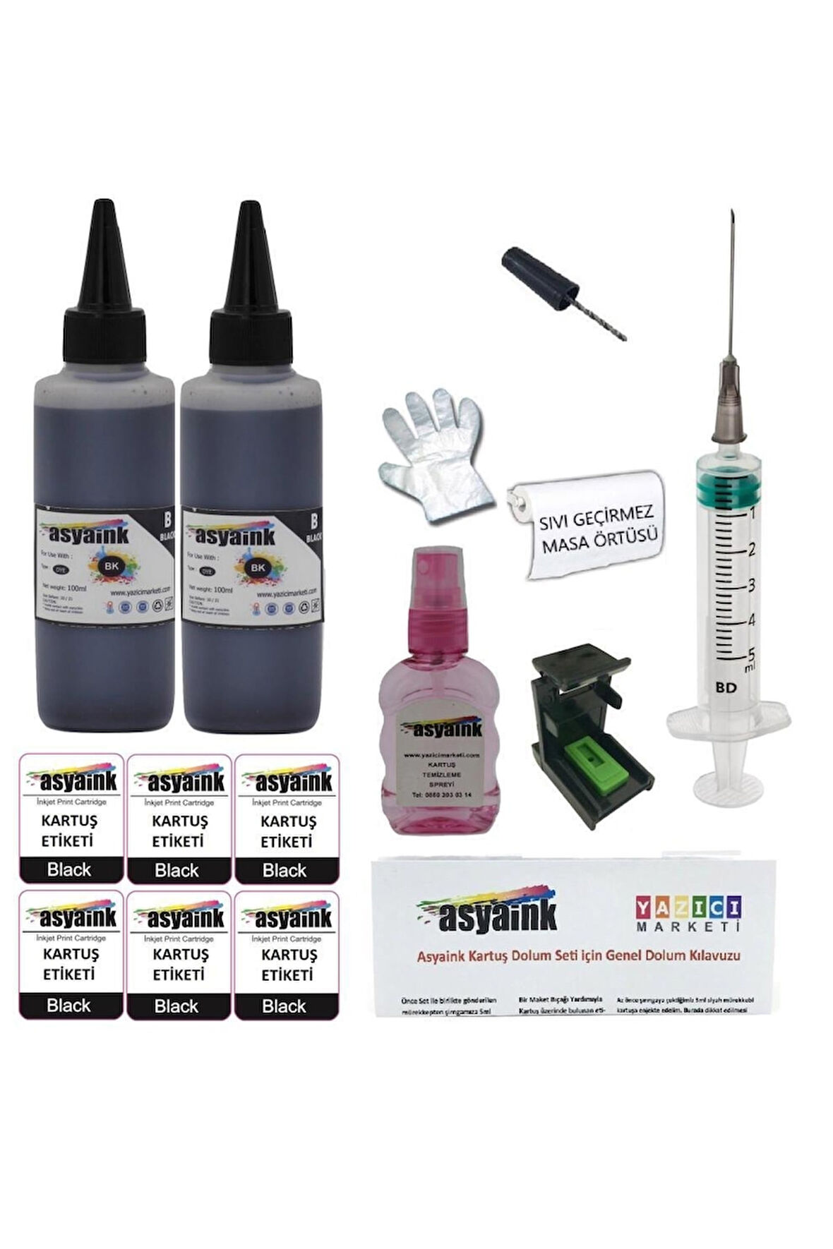 Canon E404/e414 Uyumlu Siyah Kartuş Dolum Seti - Pg46