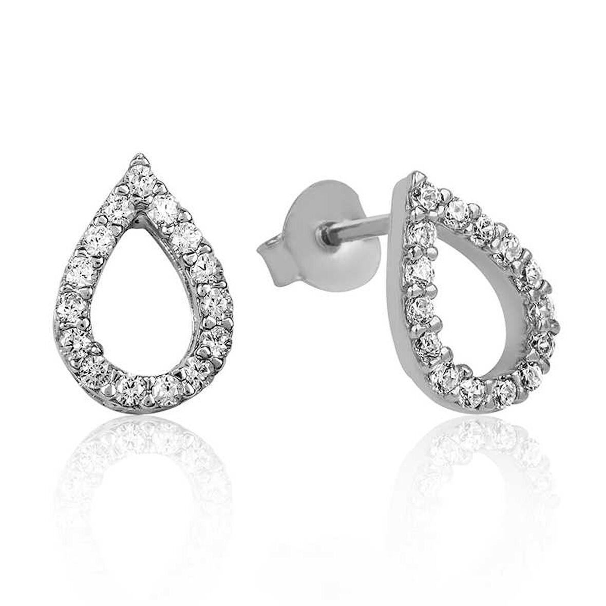 925 Ayar Gümüş Beyaz Taşlı Damla Çivili Küpe EA1160092 (944944)