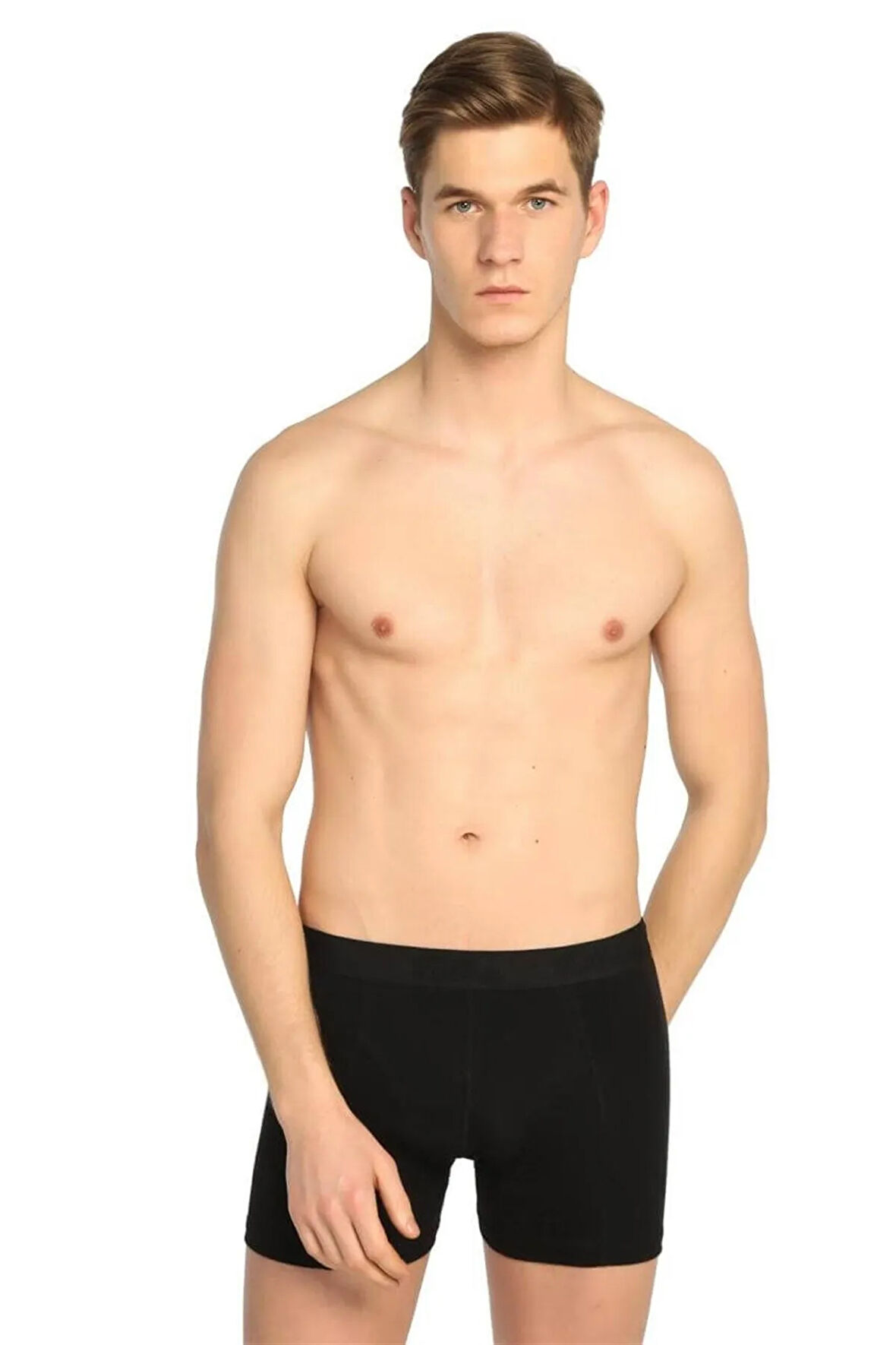 Erkek Siyah 3 Adet Likra Boxer