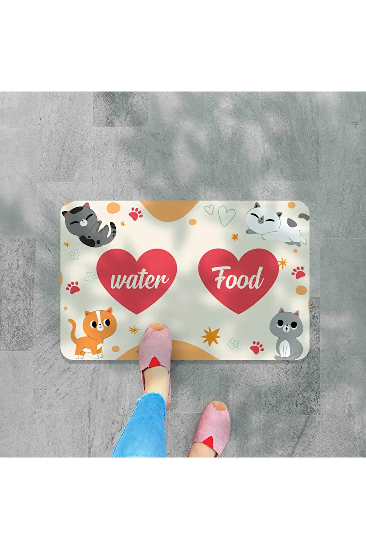 Mama ve Su Evcil Hayvan Beslenme Matı, Kolay Temizlenir yıkanabilir