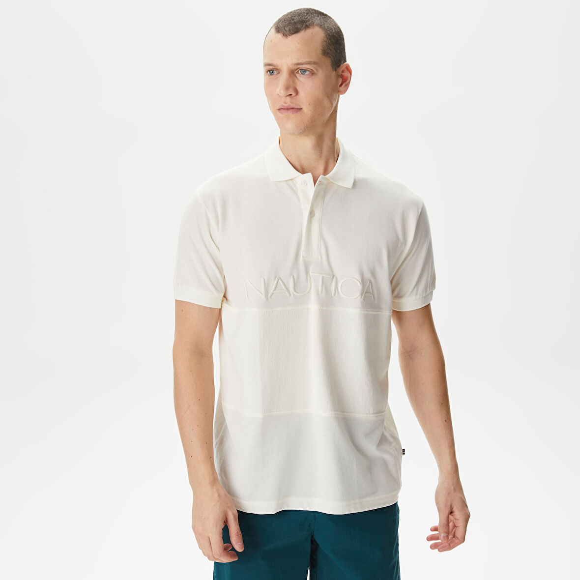 Nautica Erkek Ekru Classic Fit Polo Yaka T-Shirt